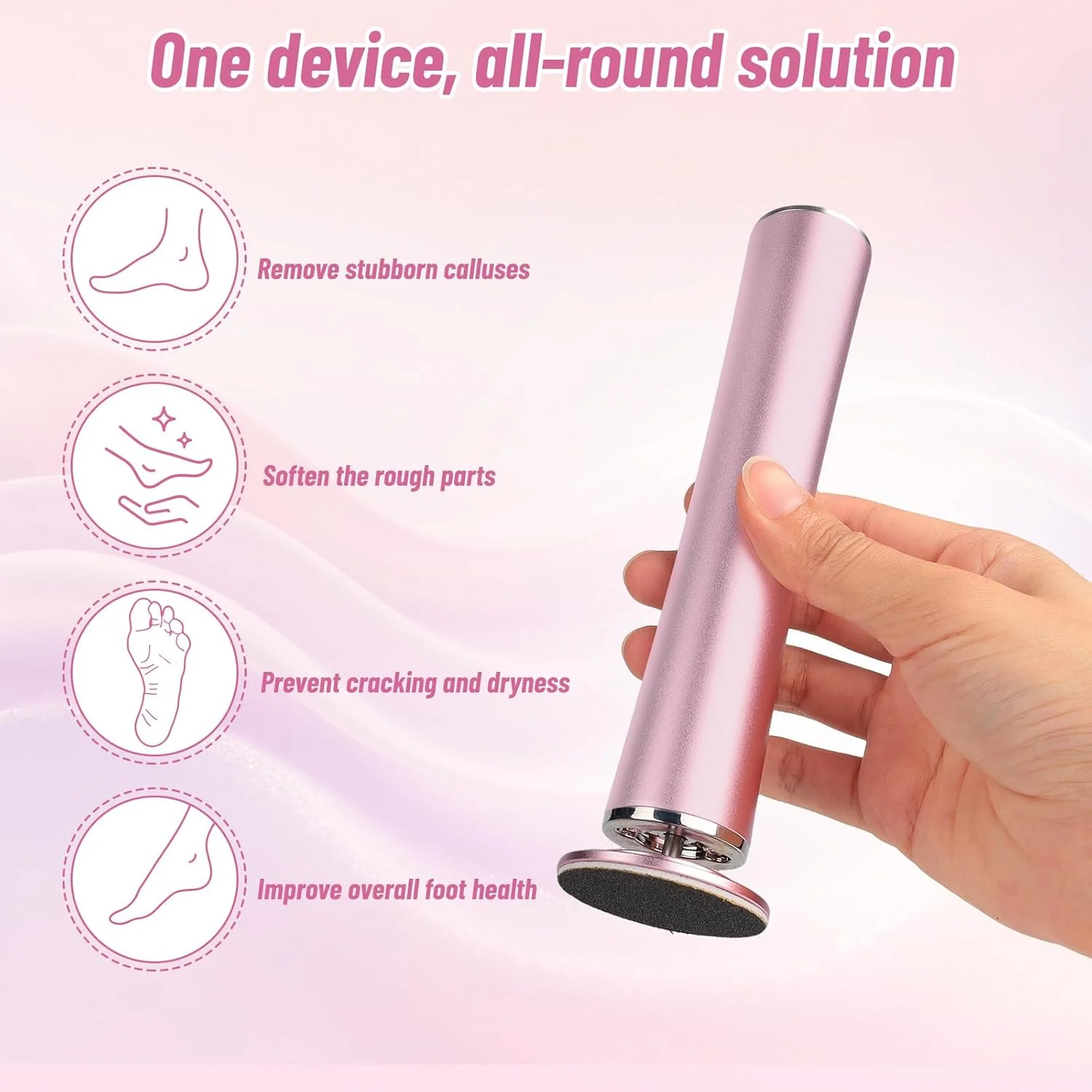 سوهان برقی پا - مینی سنگ پای قابل حمل برای از بین بردن پینه، پوست خشک و مرده، پاشنه های ترک خورده، سوهان برقی پدیکور، سرعت قابل تنظیم، 60 دیسک سمباده ای قابل تعویض، کیت پدیکور مراقبت بهداشتی