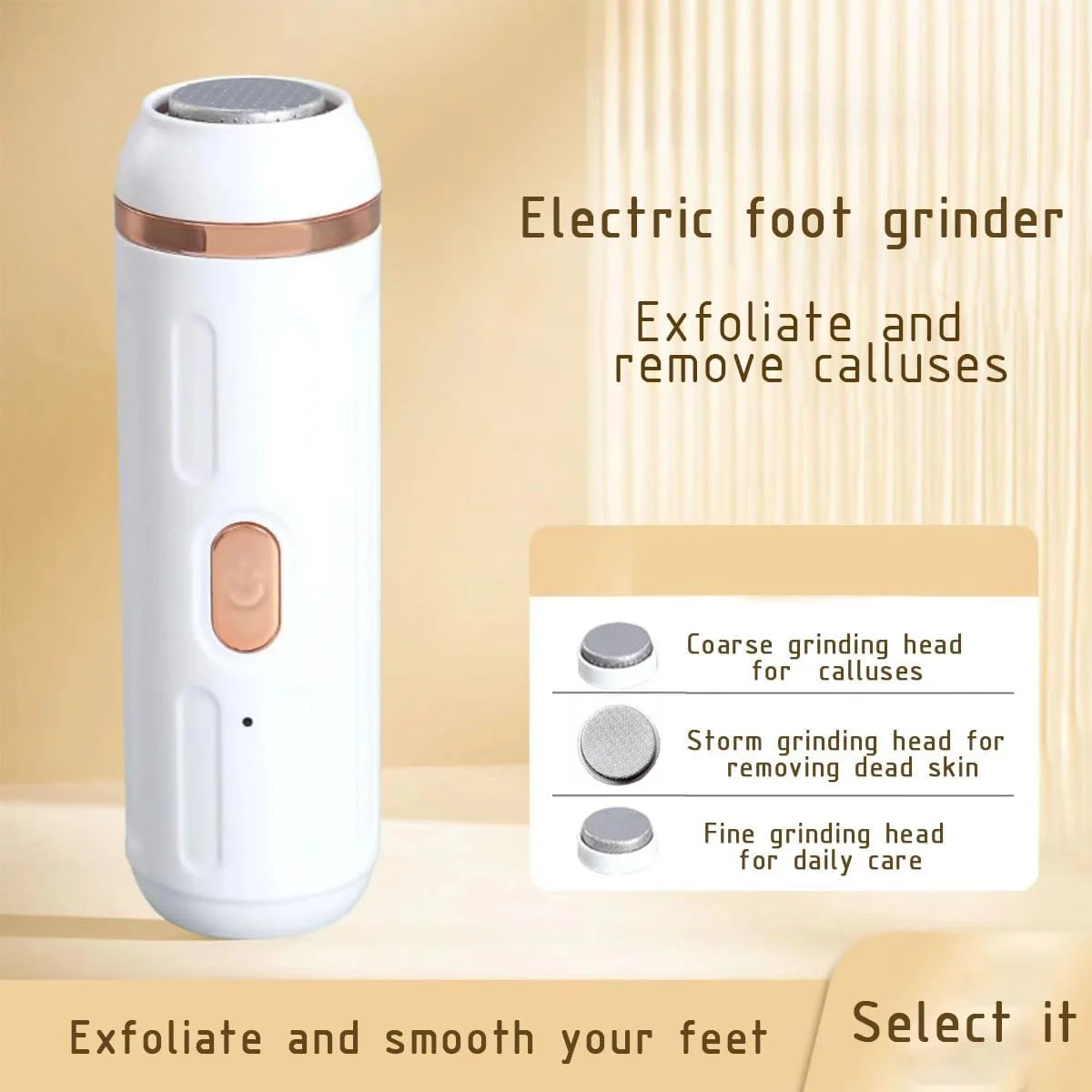 سوهان برقی پا - ابزار پدیکور شارژی با 3 سری غلتکی برای پوست های سفت، خشک و ترک خورده (لایه برداری قابل حمل و بدون درد)