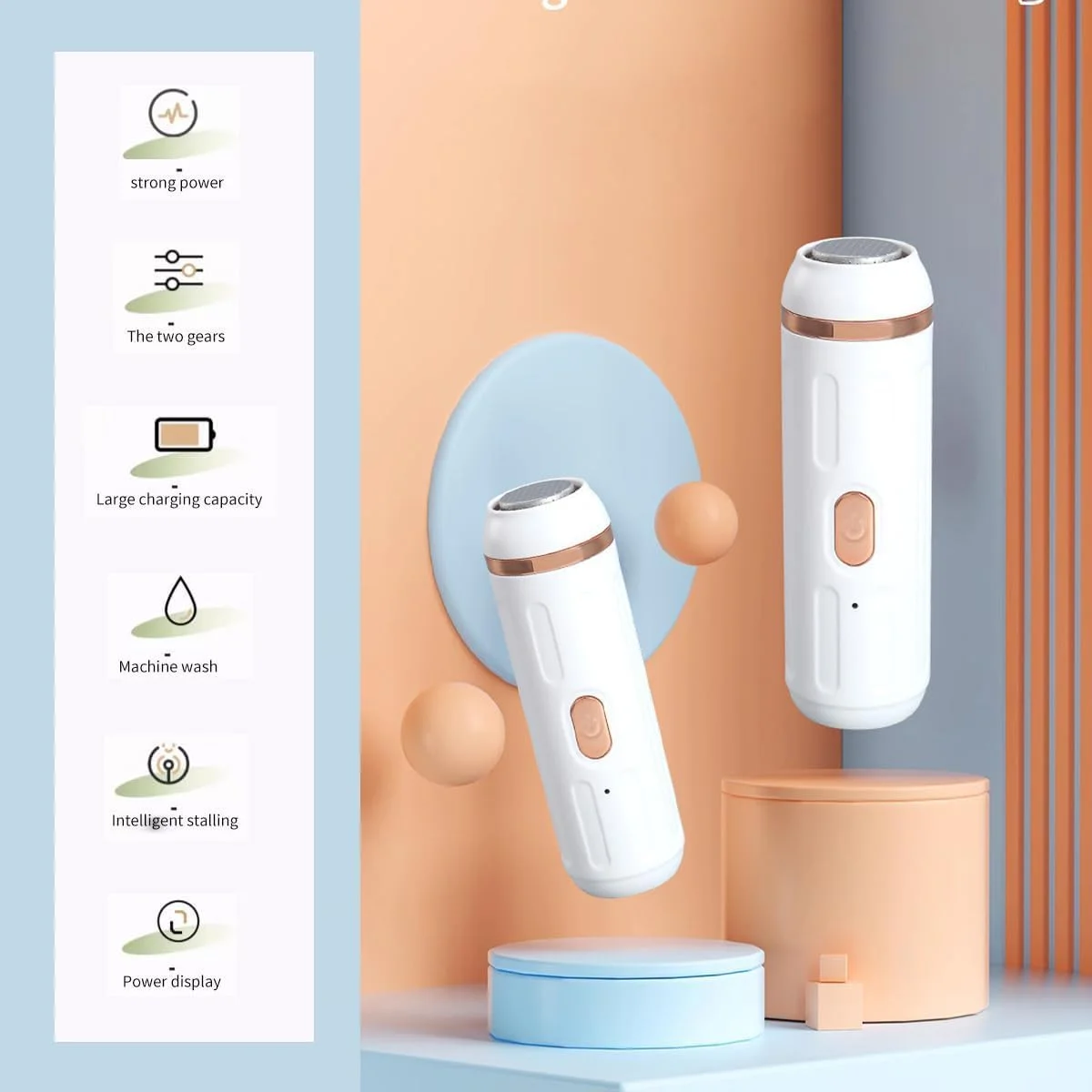 سوهان برقی پا - ابزار پدیکور شارژی با 3 سری غلتکی برای پوست های سفت، خشک و ترک خورده (لایه برداری قابل حمل و بدون درد)