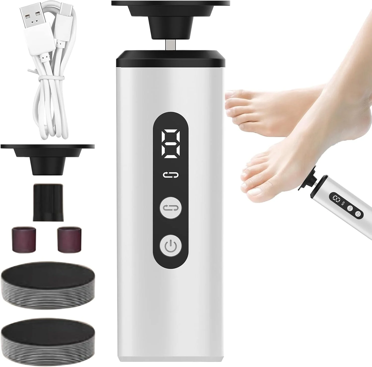 سوهان برقی پا - از بین برنده پوست مرده پا، اسکرابر پدیکور با 9 سرعت برای اسپا، آماده سازی بعد از صندل