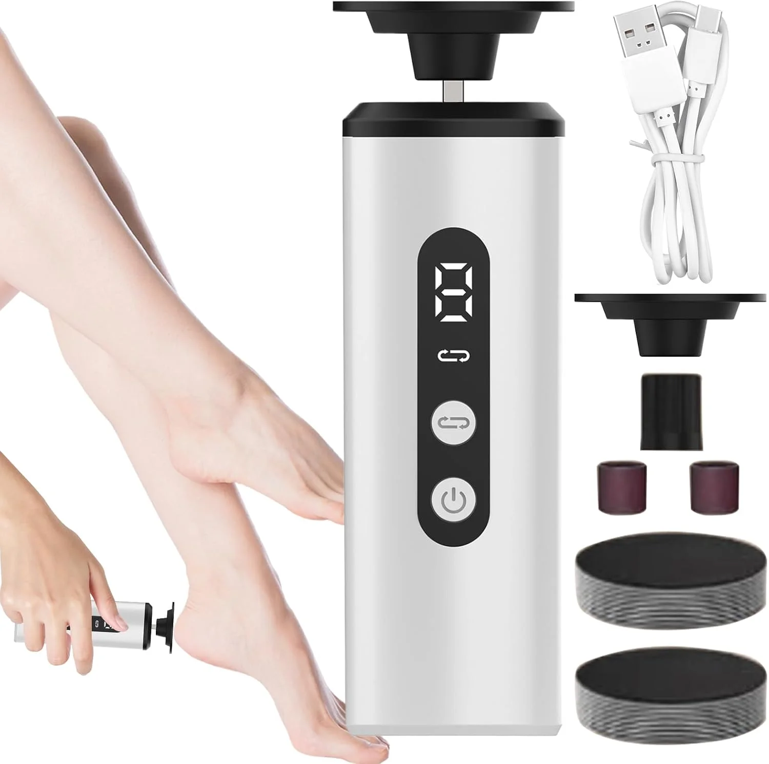 سوهان برقی پا - از بین برنده پوست مرده پا، اسکرابر پدیکور با 9 سرعت برای اسپا، آماده سازی بعد از صندل