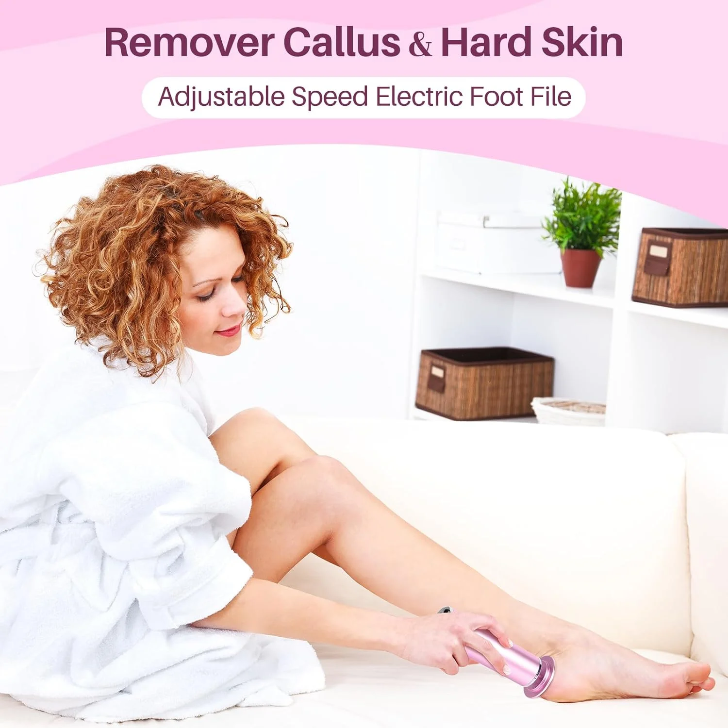 سوهان برقی پا از بین برنده پینه: ابزار حرفه ای پدیکور برای از بین بردن پینه - آسیاب برقی قابل تنظیم سرعت برای پوست و پینه با 60 عدد دیسک سمباده تعویضی برای سالن اسپا خانگی