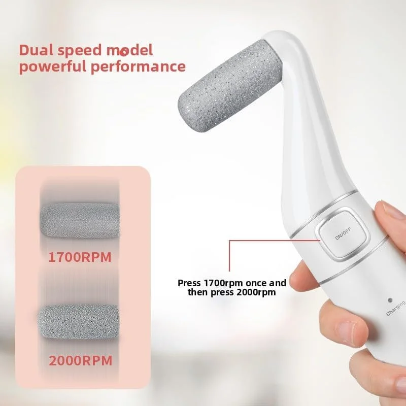 دستگاه الکتریکی 2 در 1 حذف پینه پا و ابزار پدیکور - دستگاه قابل شارژ حذف پوست مرده برای پاشنه های ترک خورده و پینه ها، دستگاه قابل حمل مراقبت از پا در منزل با غلتک های سمباده - هدیه ایده آل برای مردان و زنان