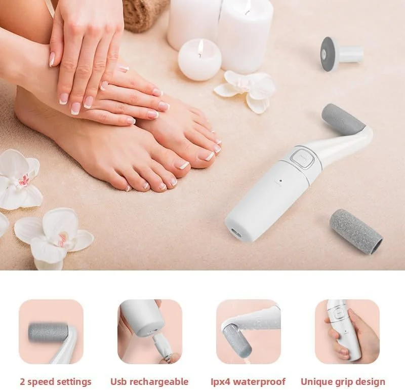 دستگاه الکتریکی 2 در 1 حذف پینه پا و ابزار پدیکور - دستگاه قابل شارژ حذف پوست مرده برای پاشنه های ترک خورده و پینه ها، دستگاه قابل حمل مراقبت از پا در منزل با غلتک های سمباده - هدیه ایده آل برای مردان و زنان