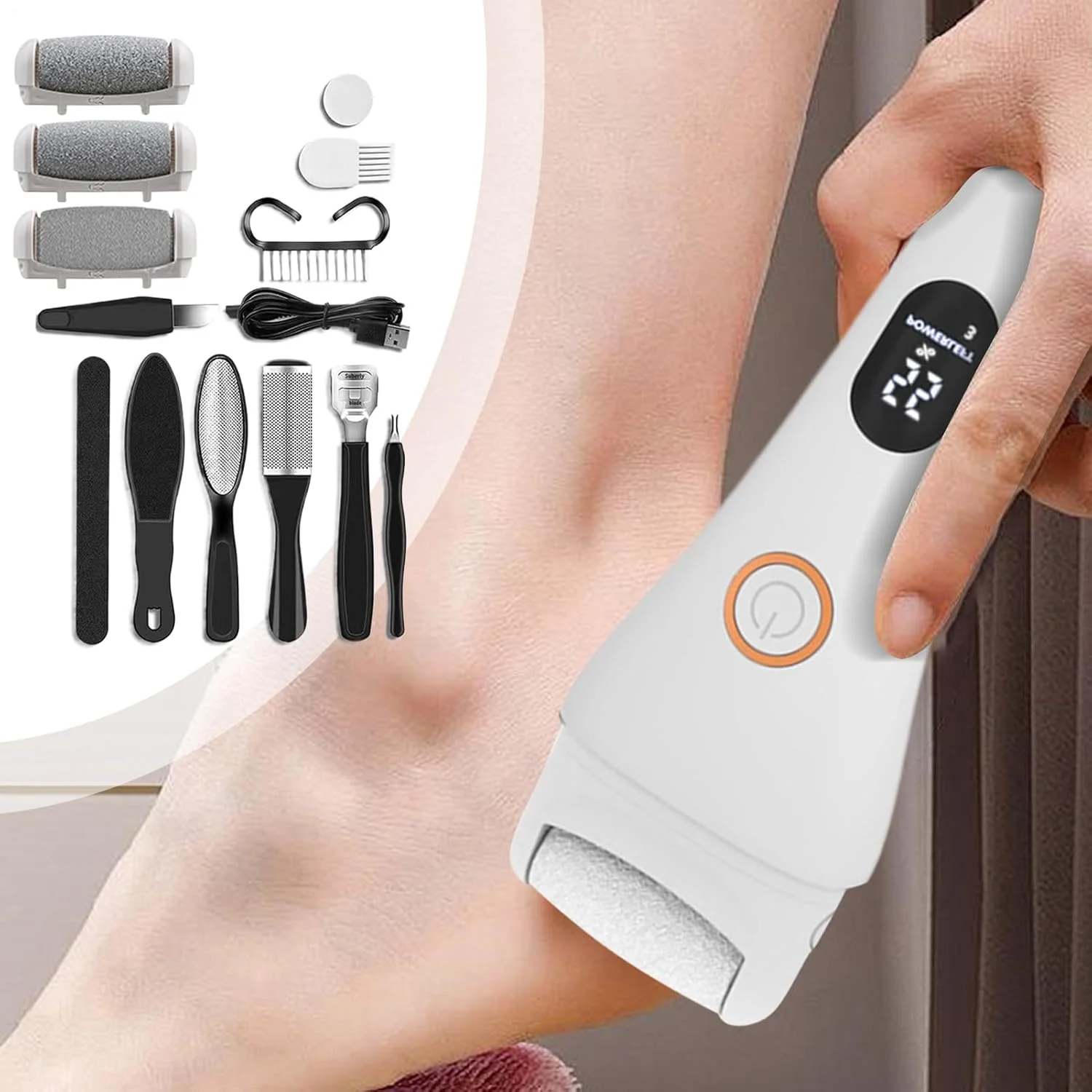 سوهان برقی پا - ابزار برقی از بین برنده پینه پا، سنگ پا برقی قابل شارژ، سنگ پدیکور و مانیکور قابل حمل مناسب منزل، سالن، مسافرت و حمام