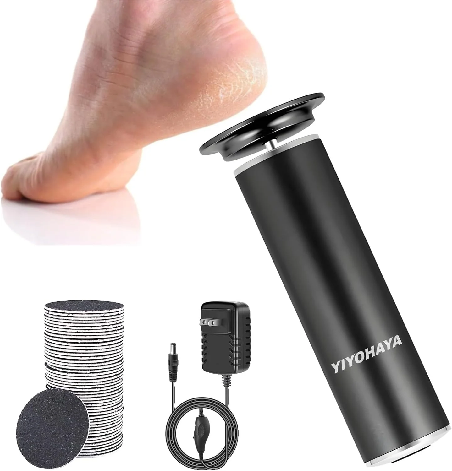 سوهان برقی پا، ابزار سنگ پای برقی با کنترل سرعت و 60 عدد دیسک سمباده ای جایگزین، ابزار پدیکور پا برای از بین بردن پینه، پوست های خشک و ترک خورده مردان و زنان