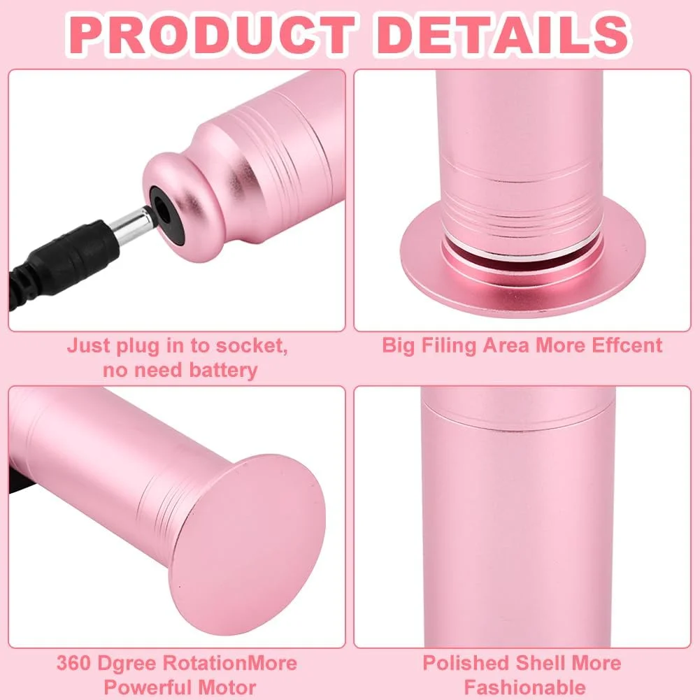 سوهان برقی پدیکور پا، از بین برنده پینه پا با کنترل کننده سرعت و 60 عدد دیسک سمباده، ابزار حرفه ای پدیکور برای از بین بردن پوست مرده و پینه (رنگ: رزگلد)