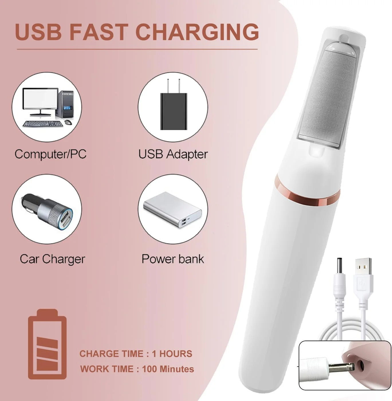 سوهان برقی پا، سوهان شارژی پا - دارای 2 سرعت قابل تنظیم، غلتک زبر و نرم - از بین بردن پوست سفت پا به صورت برقی - پاهایی صاف در چند ثانیه برای خانم ها و آقایان (سفید) سوهان برقی پا، سوهان شارژی پا - دارای 2 سرعت قابل تنظیم، غلتک زبر و نرم - از بین بردن پوست سفت پا به صورت برقی - پاهایی صاف در چند ثانیه برای خانم ها و آقایان (سفید)