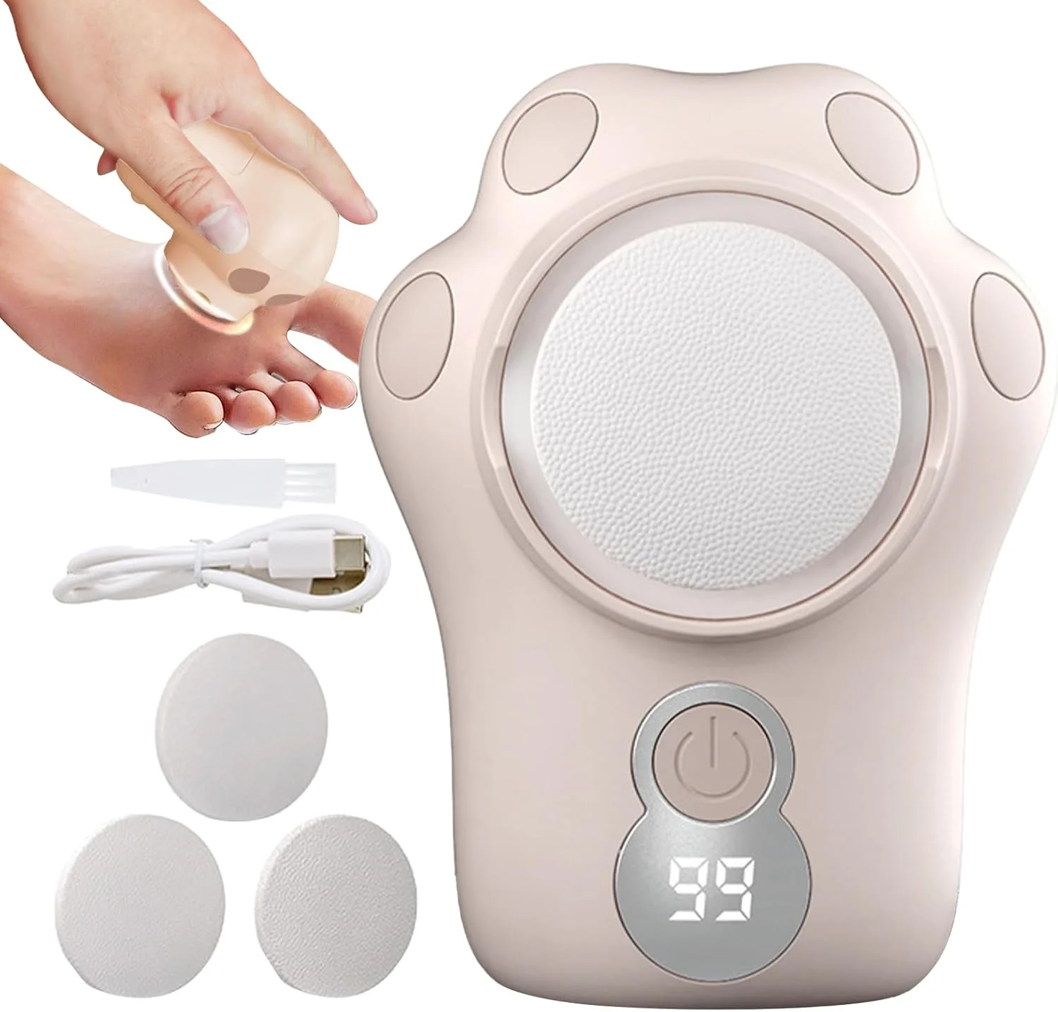 سوهان برقی پدیکور پا | دستگاه سنگ پا برقی - ابزار اسکرابر پدیکور با محفظه تمیز کننده UV داخلی برای بزرگسالان، سالمندان، زنان و مردان