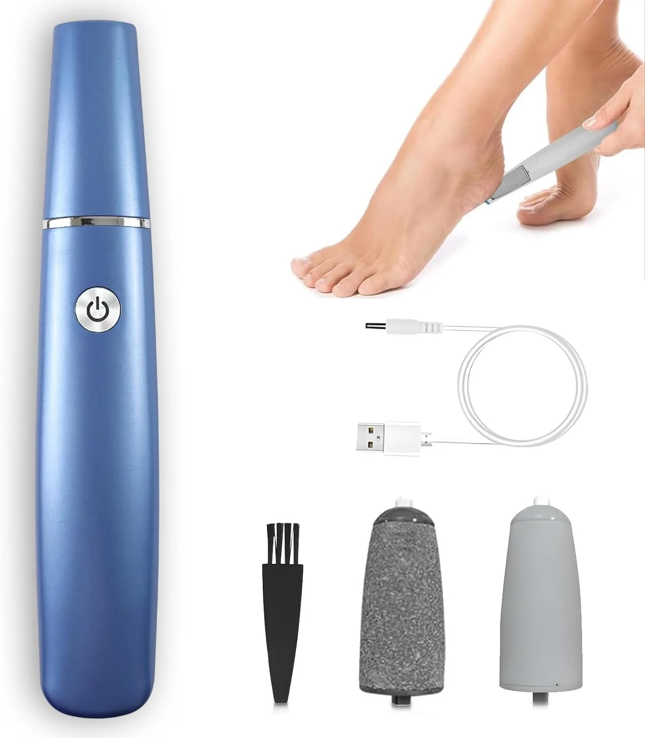 سوهان برقی پا، ست پدیکور قوی، سوهان برقی مراقبت از پا برای پوست های مرده، سخت و ترک خورده (آبی)