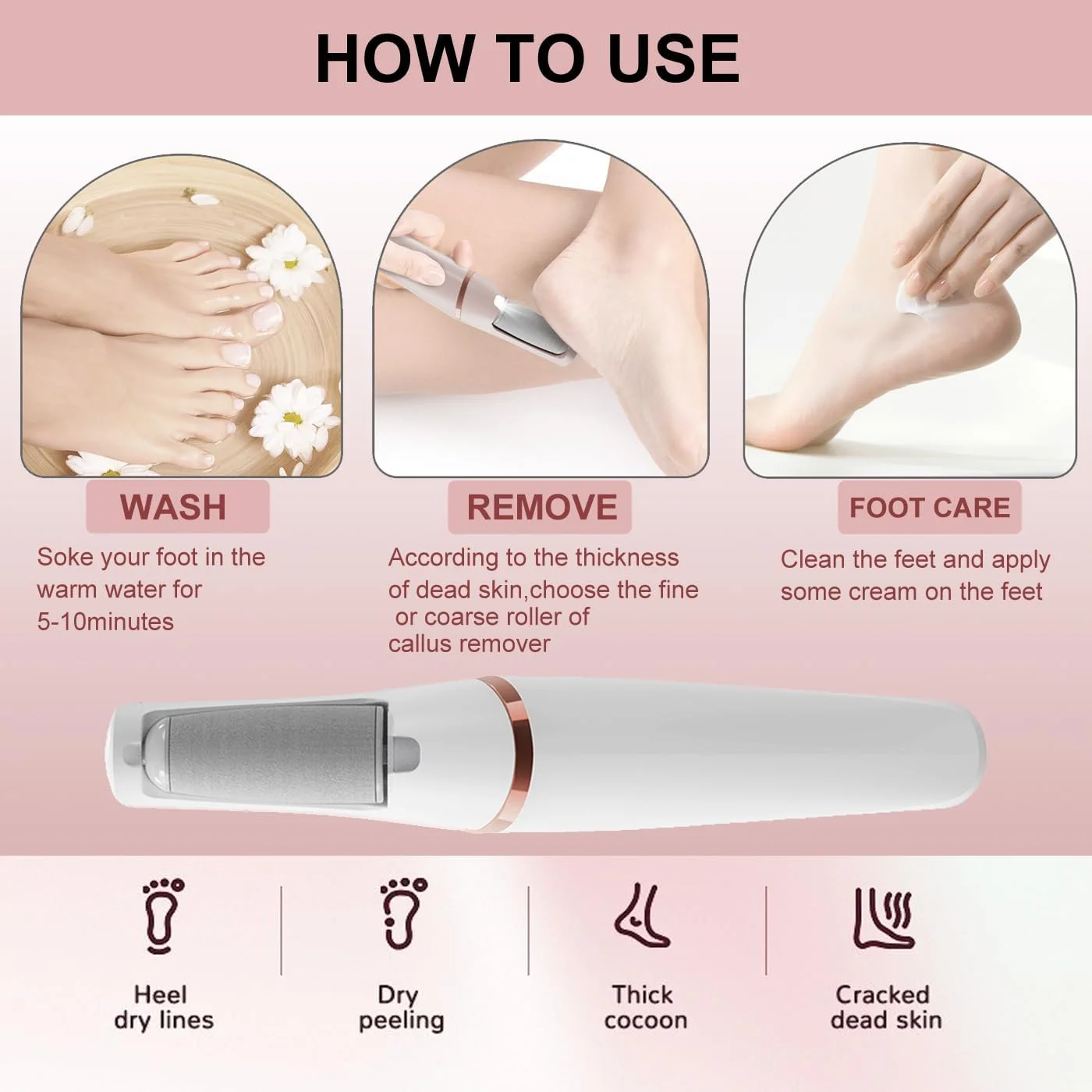 سوهان برقی پا، سوهان شارژی پا - دارای 2 سرعت قابل تنظیم، غلتک زبر و نرم - از بین بردن پوست سفت پا به صورت برقی - پاهایی صاف در چند ثانیه برای خانم ها و آقایان (سفید) سوهان برقی پا، سوهان شارژی پا - دارای 2 سرعت قابل تنظیم، غلتک زبر و نرم - از بین بردن پوست سفت پا به صورت برقی - پاهایی صاف در چند ثانیه برای خانم ها و آقایان (سفید)