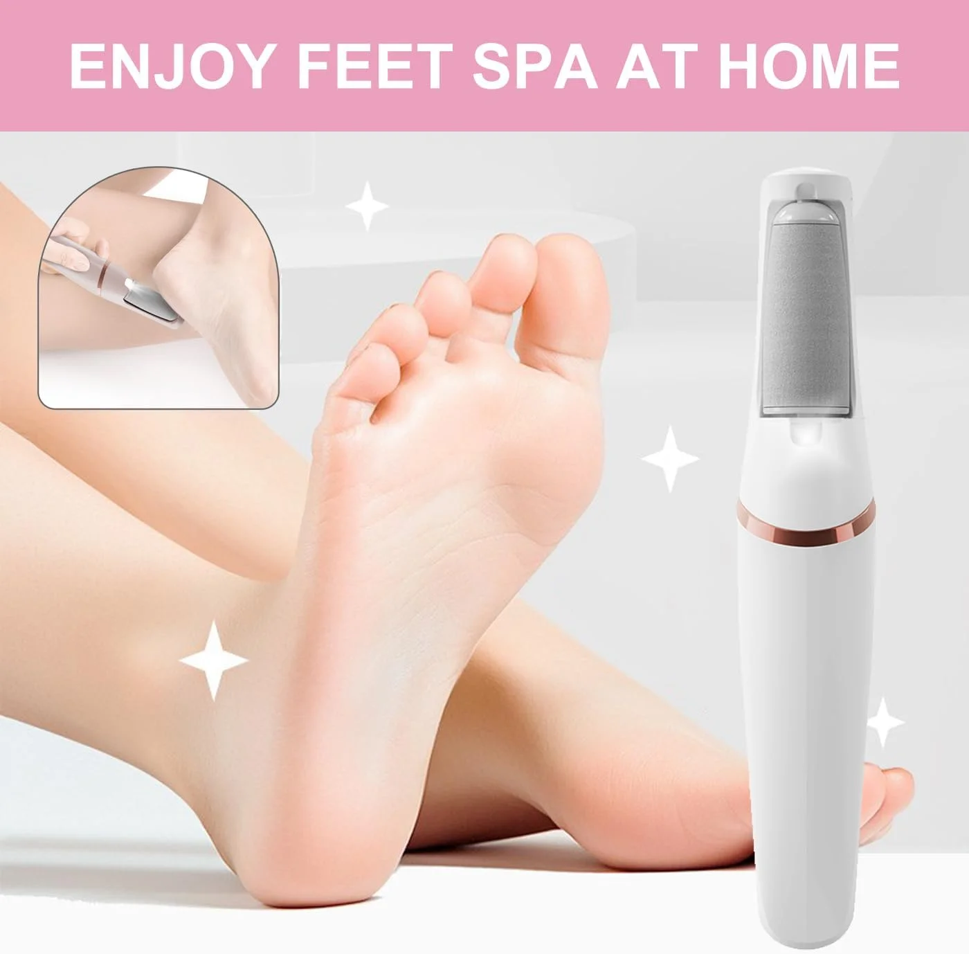 سوهان برقی پا، سوهان شارژی پا - دارای 2 سرعت قابل تنظیم، غلتک زبر و نرم - از بین بردن پوست سفت پا به صورت برقی - پاهایی صاف در چند ثانیه برای خانم ها و آقایان (سفید) سوهان برقی پا، سوهان شارژی پا - دارای 2 سرعت قابل تنظیم، غلتک زبر و نرم - از بین بردن پوست سفت پا به صورت برقی - پاهایی صاف در چند ثانیه برای خانم ها و آقایان (سفید)