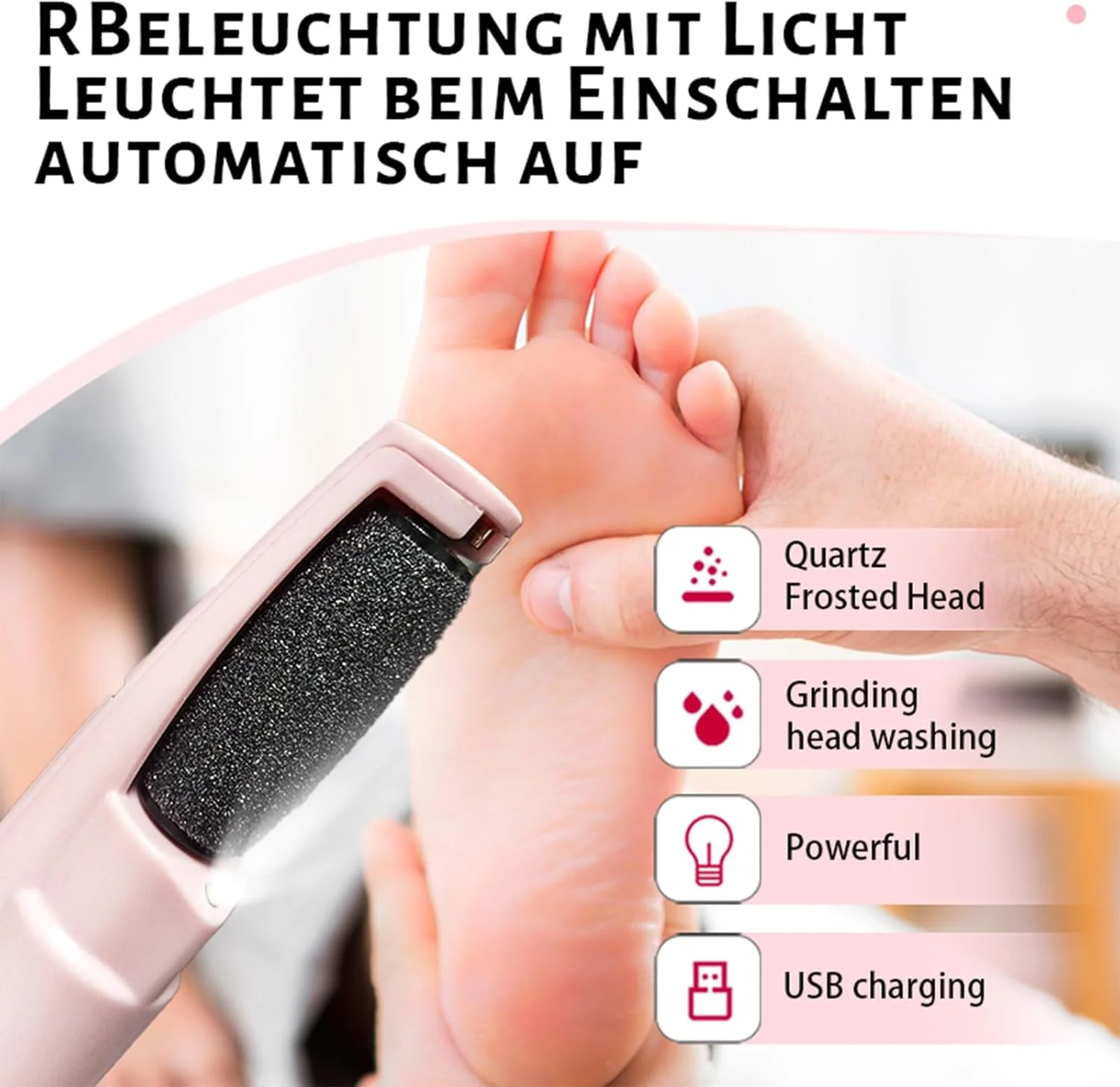 سوهان برقی پدیکور پا مدل 2025، دستگاه مراقبت از پا، سنگ پای برقی، از بین برنده پینه برقی پا، مناسب برای پوست های مرده، ضخیم و خشک پاشنه پا (صورتی)