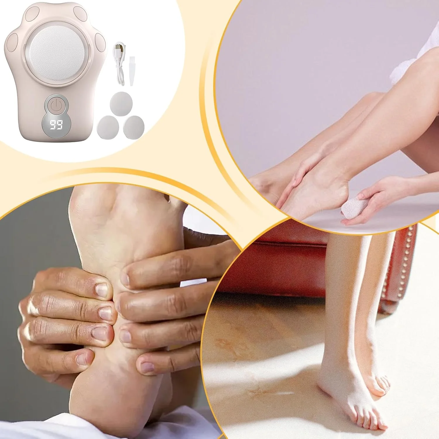 سوهان برقی پدیکور پا | دستگاه سنگ پا برقی - ابزار اسکرابر پدیکور با محفظه تمیز کننده UV داخلی برای بزرگسالان، سالمندان، زنان و مردان سوهان برقی پدیکور پا | دستگاه سنگ پا برقی - ابزار اسکرابر پدیکور با محفظه تمیز کننده UV داخلی برای بزرگسالان، سالمندان، زنان و مردان