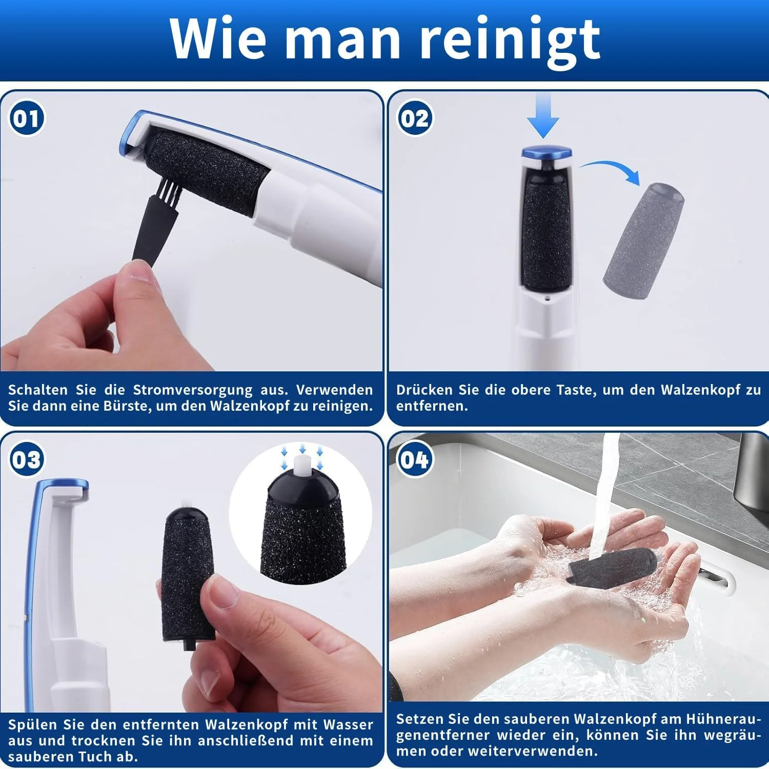 سوهان برقی پا، ست پدیکور قوی، سوهان برقی مراقبت از پا برای پوست های مرده، سخت و ترک خورده (آبی)