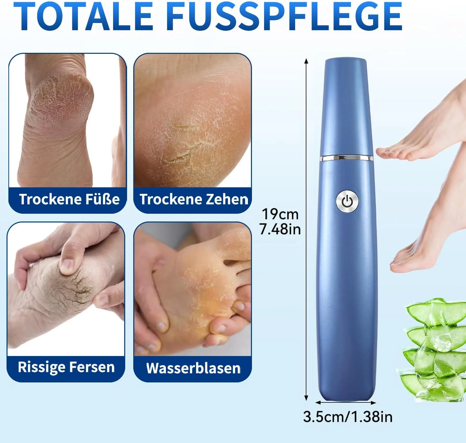 سوهان برقی پا، ست پدیکور قوی، سوهان برقی مراقبت از پا برای پوست های مرده، سخت و ترک خورده (آبی)