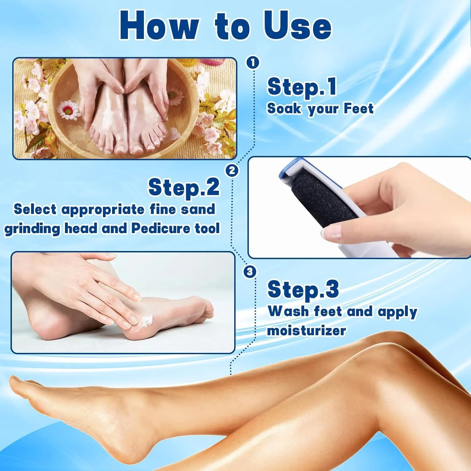 سوهان برقی پا، ست پدیکور، دستگاه الکتریکی مراقبت از پا، سوهان پا، از بین برنده پینه پا برای پاشنه های ترک خورده، پوست مرده، سخت و ترک خورده