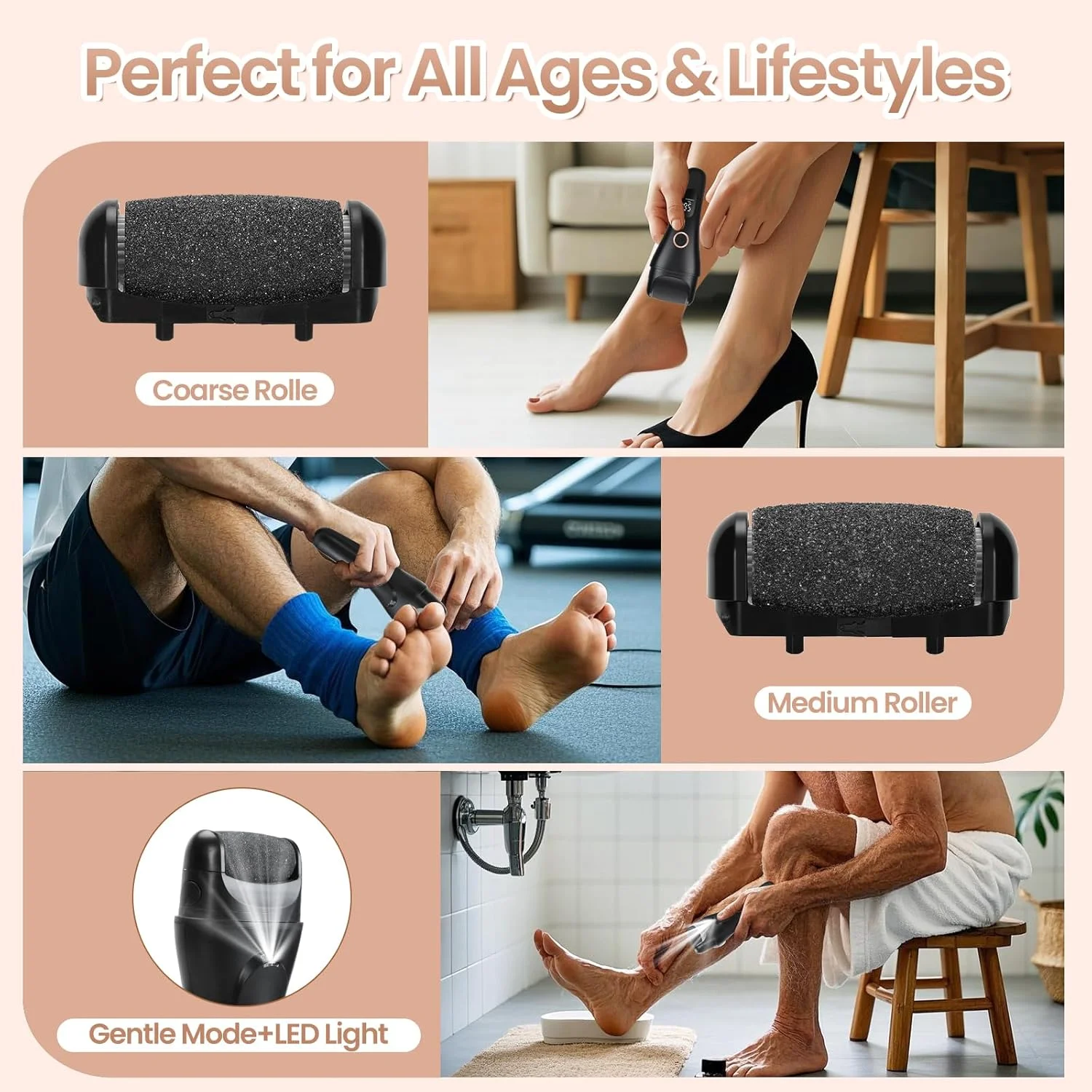 سوهان برقی شارژی پا - سوهان الکترونیکی قابل تنظیم 3 سرعته، پاهایی صاف و بدون زحمت از پوست های خشک، ترک خورده و مرده در خانه - هدیه پدیکور برای زنان و مردان سوهان برقی شارژی پا - سوهان الکترونیکی قابل تنظیم 3 سرعته، پاهایی صاف و بدون زحمت از پوست های خشک، ترک خورده و مرده در خانه - هدیه پدیکور برای زنان و مردان