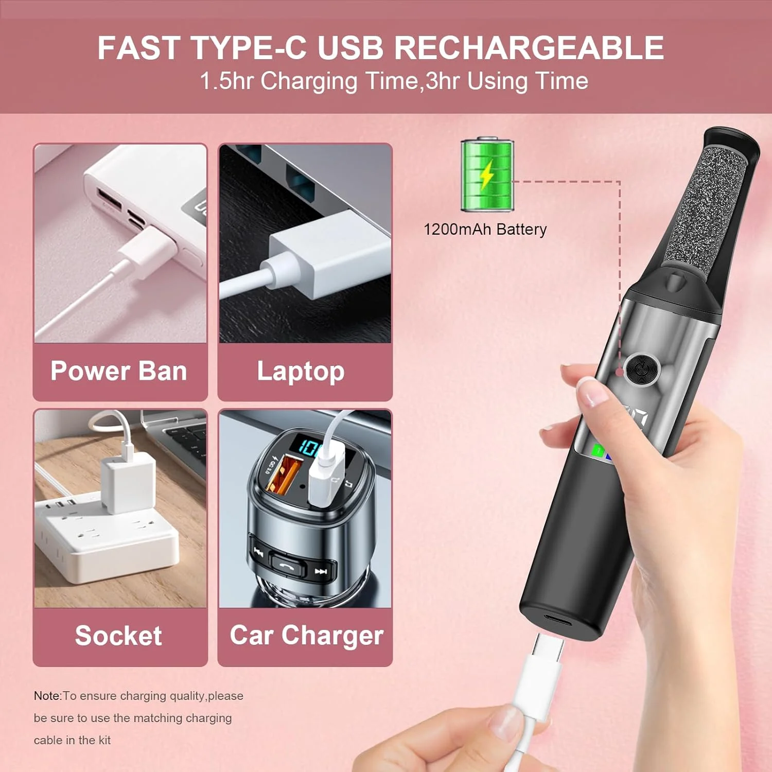 سوهان برقی پدیکور پا، سوهان برقی قابل شارژ برای پدیکور صاف، ابزار حرفه ای پدیکور برای پوست های خشک، مرده، ترک خورده و سخت، کیت مراقبت از پا در خانه برای آقایان و خانم ها