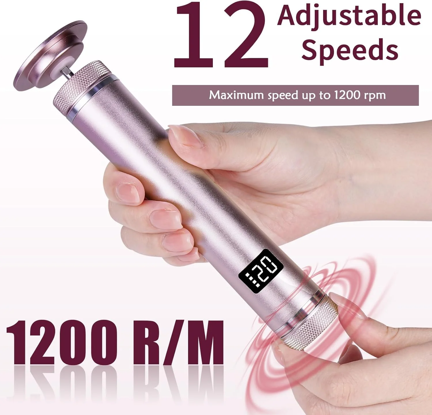 سوهان برقی پینه پا 2 در 1، دارای 6 درجه قابل تنظیم با سرهای سمباده ای قابل تعویض، سوهان برقی حرفه ای و شارژی برای پا، پاشنه و پینه، صورتی