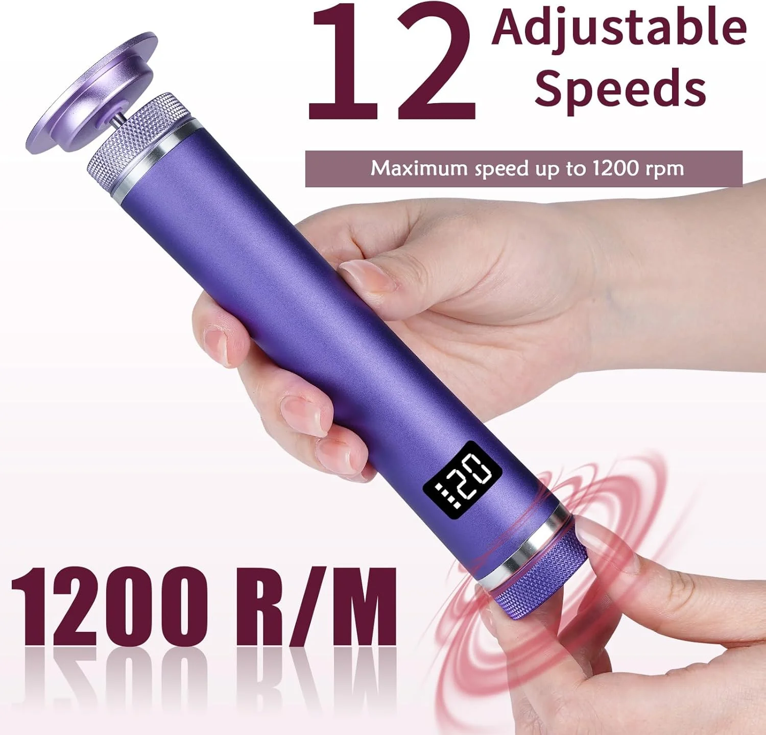 سوهان برقی پینه پا 2 در 1، 6 حالت قابل تنظیم با سرهای سمباده قابل تعویض، سوهان برقی حرفه ای قابل شارژ برای پا، پاشنه پا و پینه، بنفش