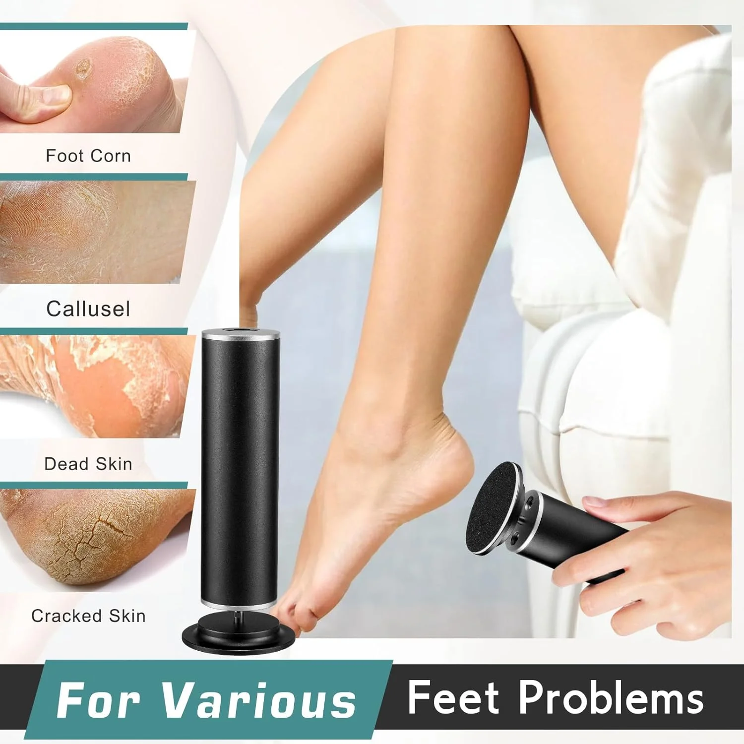 سوهان برقی پدیکور EDI FOLLY، سوهان برقی پا، از بین برنده پینه برقی پا، سمباده برقی پا، سوهان پدیکور پا به همراه 60 عدد دیسک سمباده ای مشکی