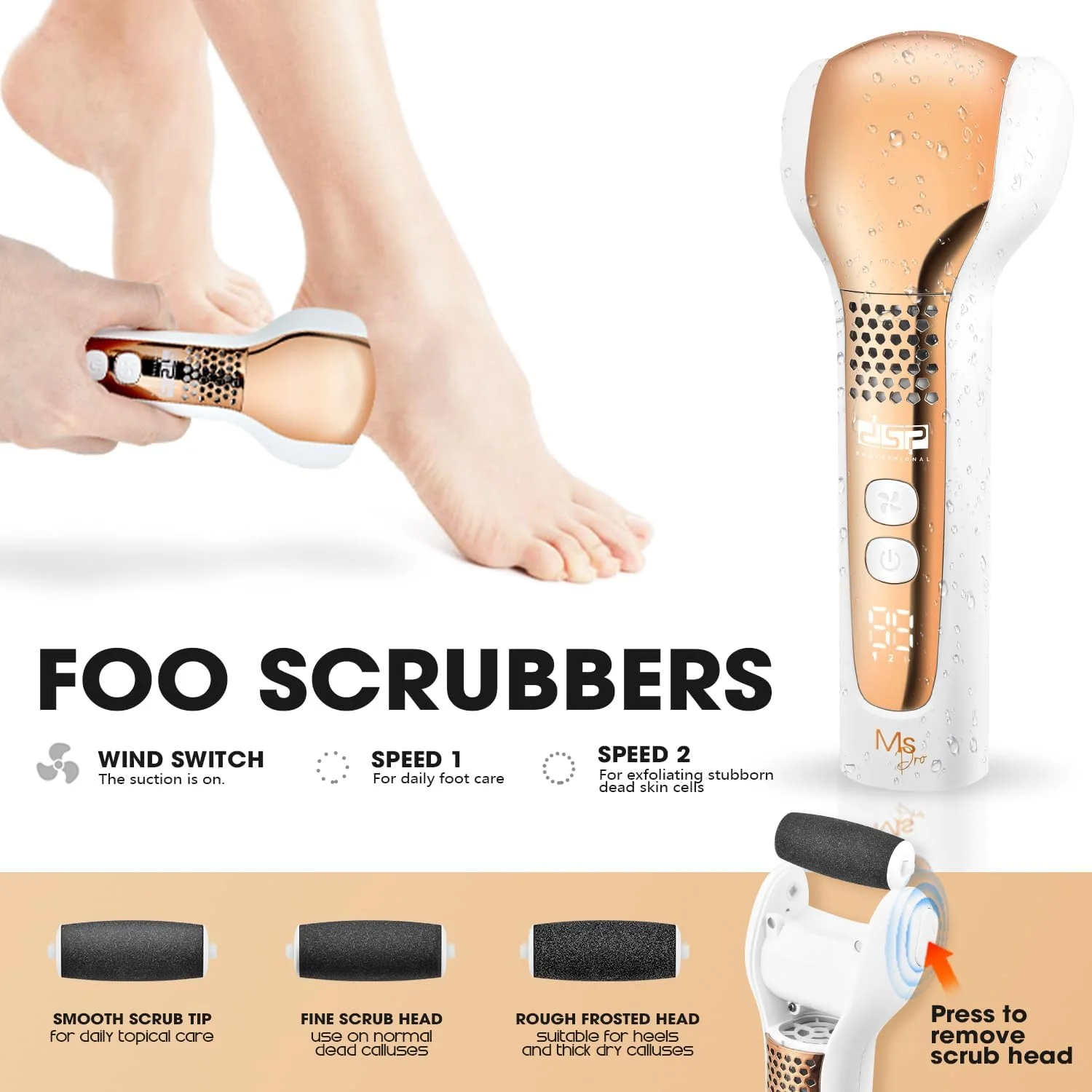 سوهان برقی پدیکور و از بین برنده پینه پا DSP با 2 سرعت، 10000 دور در دقیقه و 3 غلتک - سوهان ضد آب IPX5، 90 دقیقه زمان کارکرد، اسکرابر موثر پا و از بین برنده پینه برای مراقبت از پا سوهان برقی پدیکور و از بین برنده پینه پا DSP با 2 سرعت، 10000 دور در دقیقه و 3 غلتک - سوهان ضد آب IPX5، 90 دقیقه زمان کارکرد، اسکرابر موثر پا و از بین برنده پینه برای مراقبت از پا