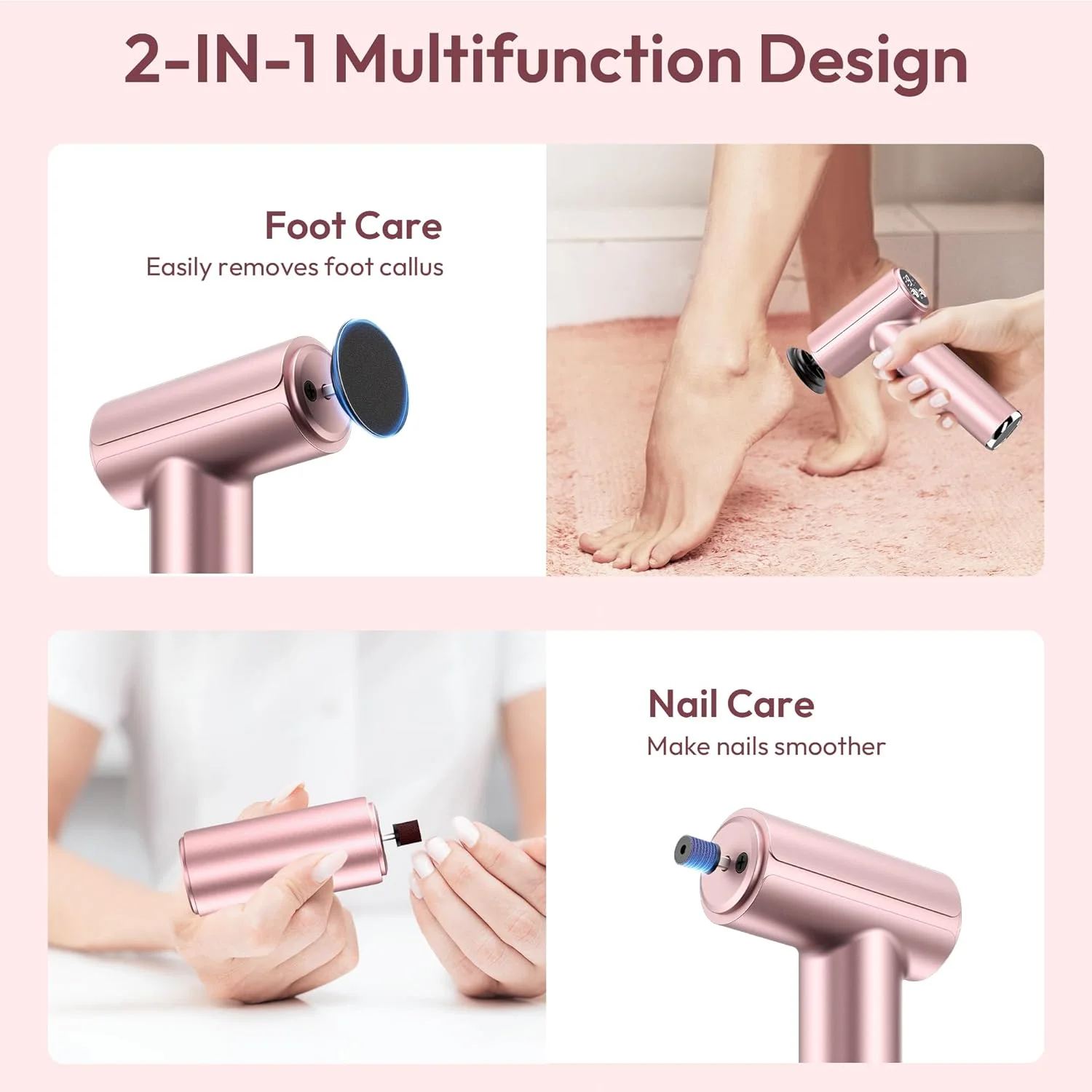 سوهان برقی پدیکور دریووکس، سوهان برقی شارژی 2 در 1 برای پا، ابزار پدیکور با 70 عدد کاغذ سمباده، سوهان حرفه ای پا برای پوست های مرده - صورتی سوهان برقی پدیکور دریووکس، سوهان برقی شارژی 2 در 1 برای پا، ابزار پدیکور با 70 عدد کاغذ سمباده، سوهان حرفه ای پا برای پوست های مرده - صورتی