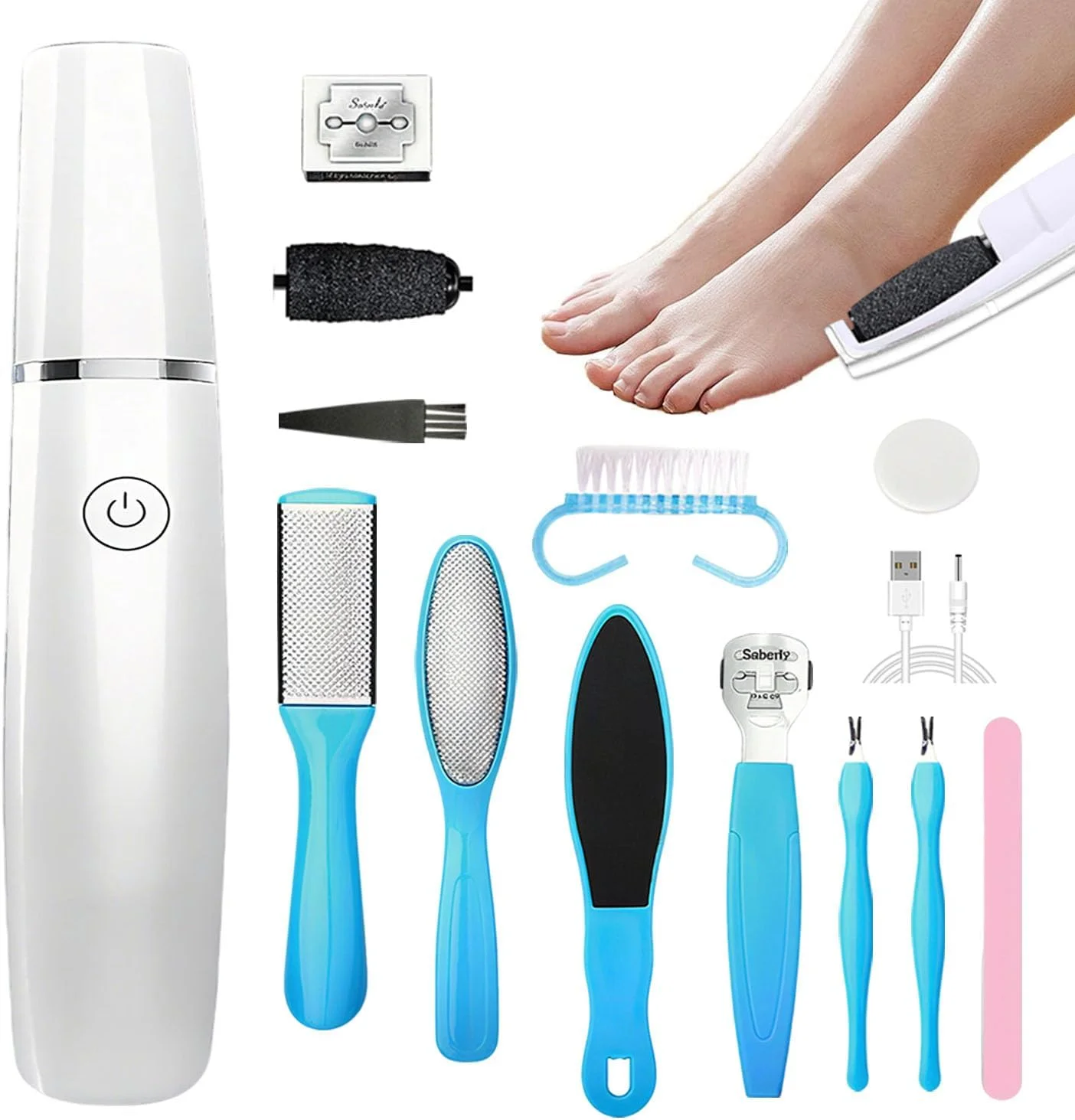 ست حرفه ای پدیکور برقی، سوهان پدیکور برقی پا به همراه غلطک های تعویضی