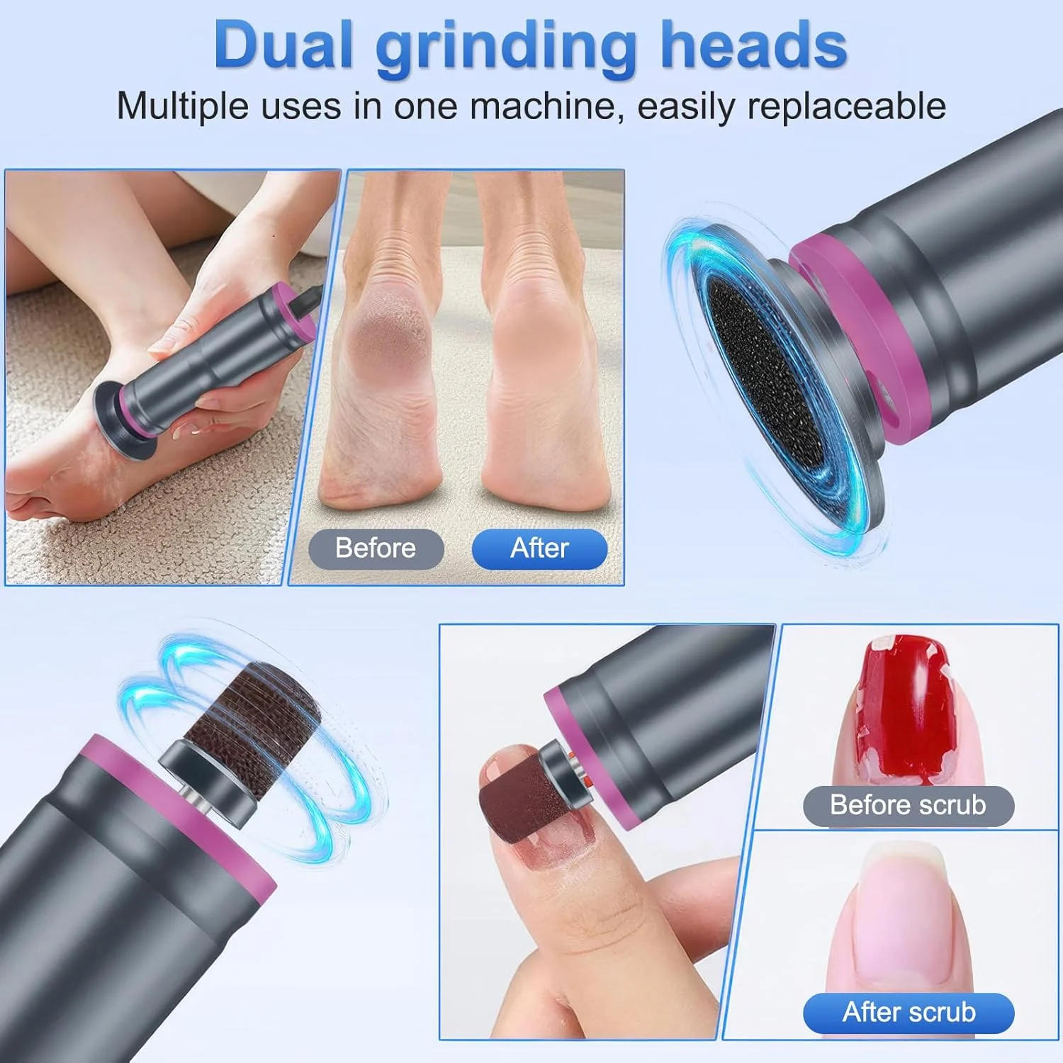 سوهان برقی پینه پا، پلنر پا، 850 دور در دقیقه، کنترل سرعت پیوسته، 30 عدد سری سمباده برقی، شامل تغییر جهت چرخش برای مراقبت حرفه ای از پا در خانه، خاکستری سوهان برقی پینه پا، پلنر پا، 850 دور در دقیقه، کنترل سرعت پیوسته، 30 عدد سری سمباده برقی، شامل تغییر جهت چرخش برای مراقبت حرفه ای از پا در خانه، خاکستری