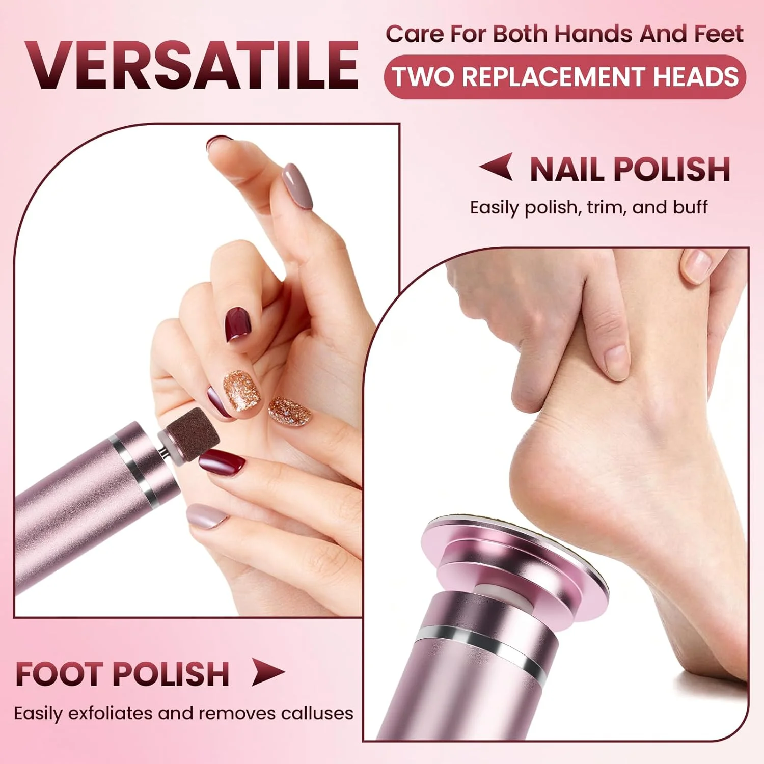 سوهان برقی پا و از بین برنده پینه 2 در 1 - دارای 9 سرعت قابل تنظیم، قابل شارژ، از بین برنده پوست سخت به همراه 30 دیسک سمباده، 10 حلقه سنباده، نمایشگر LCD (Type-C) (صورتی) سوهان برقی پا و از بین برنده پینه 2 در 1 - دارای 9 سرعت قابل تنظیم، قابل شارژ، از بین برنده پوست سخت به همراه 30 دیسک سمباده، 10 حلقه سنباده، نمایشگر LCD (Type-C) (صورتی)