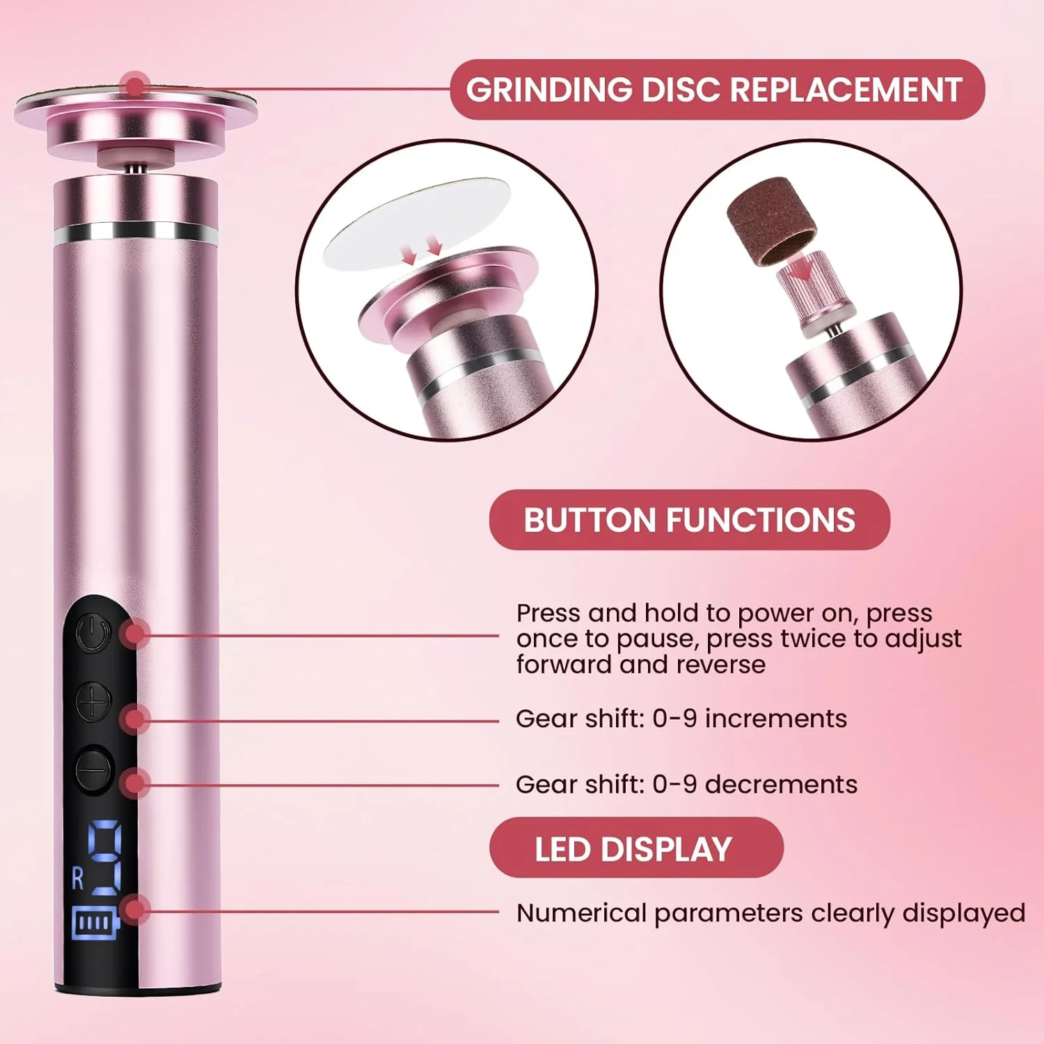 سوهان برقی پا و از بین برنده پینه 2 در 1 - دارای 9 سرعت قابل تنظیم، قابل شارژ، از بین برنده پوست سخت به همراه 30 دیسک سمباده، 10 حلقه سنباده، نمایشگر LCD (Type-C) (صورتی) سوهان برقی پا و از بین برنده پینه 2 در 1 - دارای 9 سرعت قابل تنظیم، قابل شارژ، از بین برنده پوست سخت به همراه 30 دیسک سمباده، 10 حلقه سنباده، نمایشگر LCD (Type-C) (صورتی)