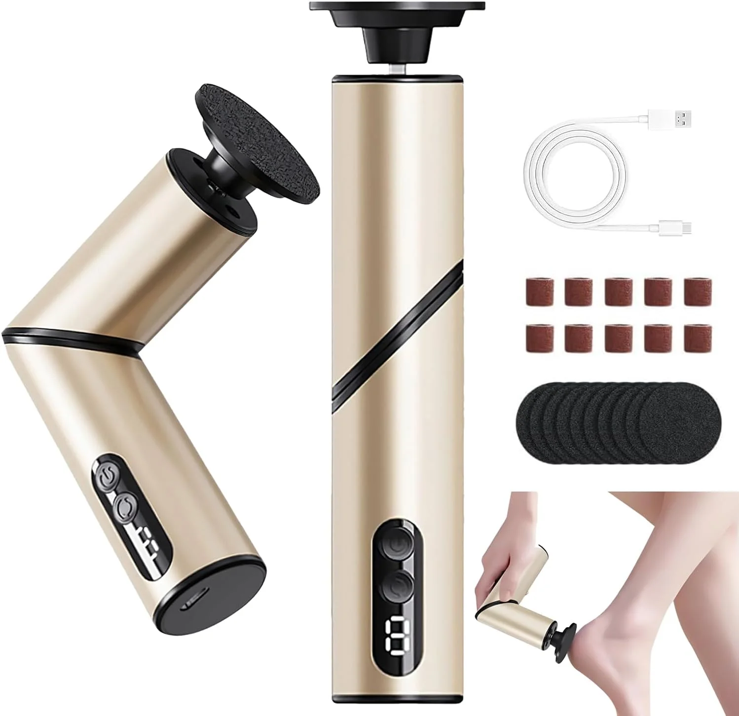 سوهان برقی پدیکور 2 در 1، از بین برنده پینه پا، سوهان برقی پا، ابزار پدیکور با 9 سرعت قابل تنظیم