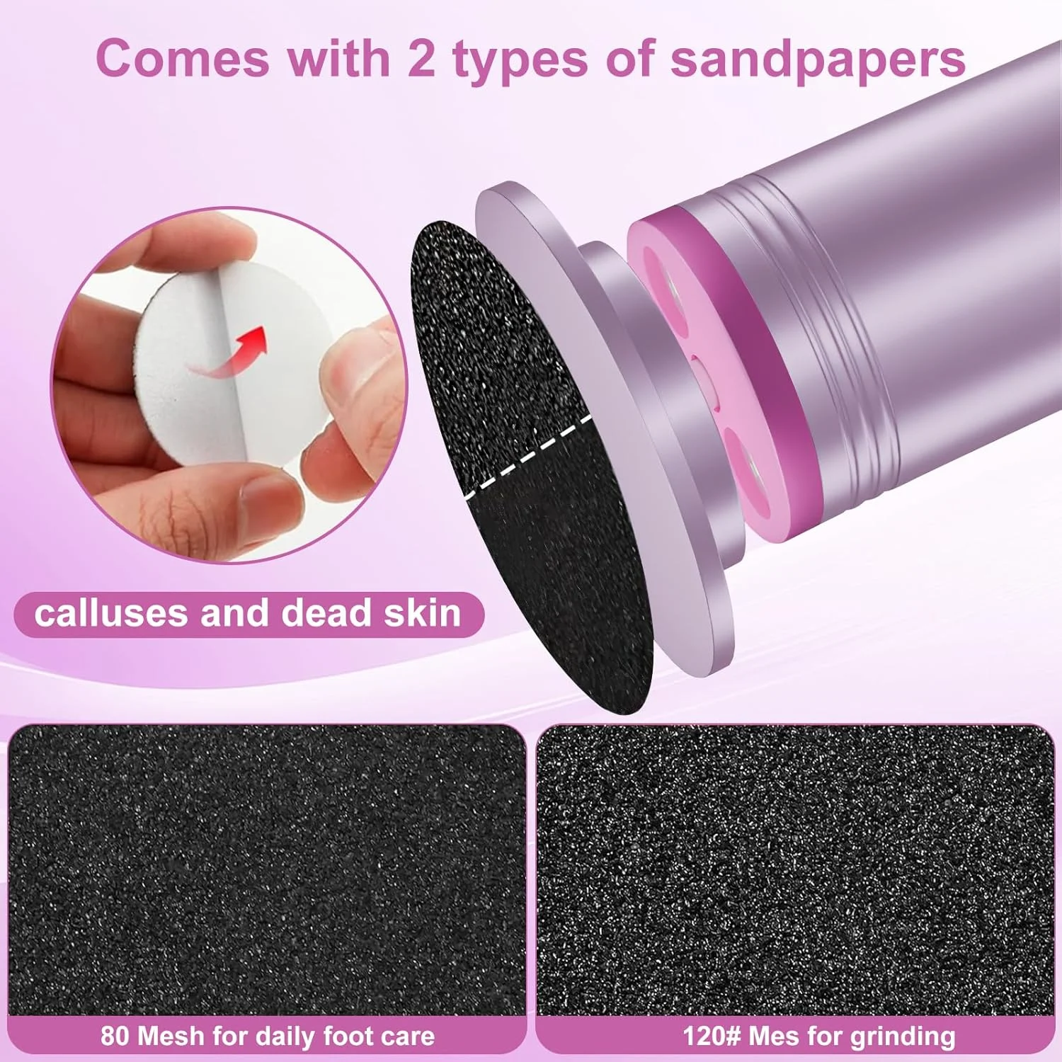 سوهان برقی پا، ست سوهان پدیکور 2 در 1، سرعت قابل تنظیم، پدیکور حرفه ای برای پاشنه های ترک خورده، پینه و پوست مرده (صورتی) سوهان برقی پا، ست سوهان پدیکور 2 در 1، سرعت قابل تنظیم، پدیکور حرفه ای برای پاشنه های ترک خورده، پینه و پوست مرده (صورتی)