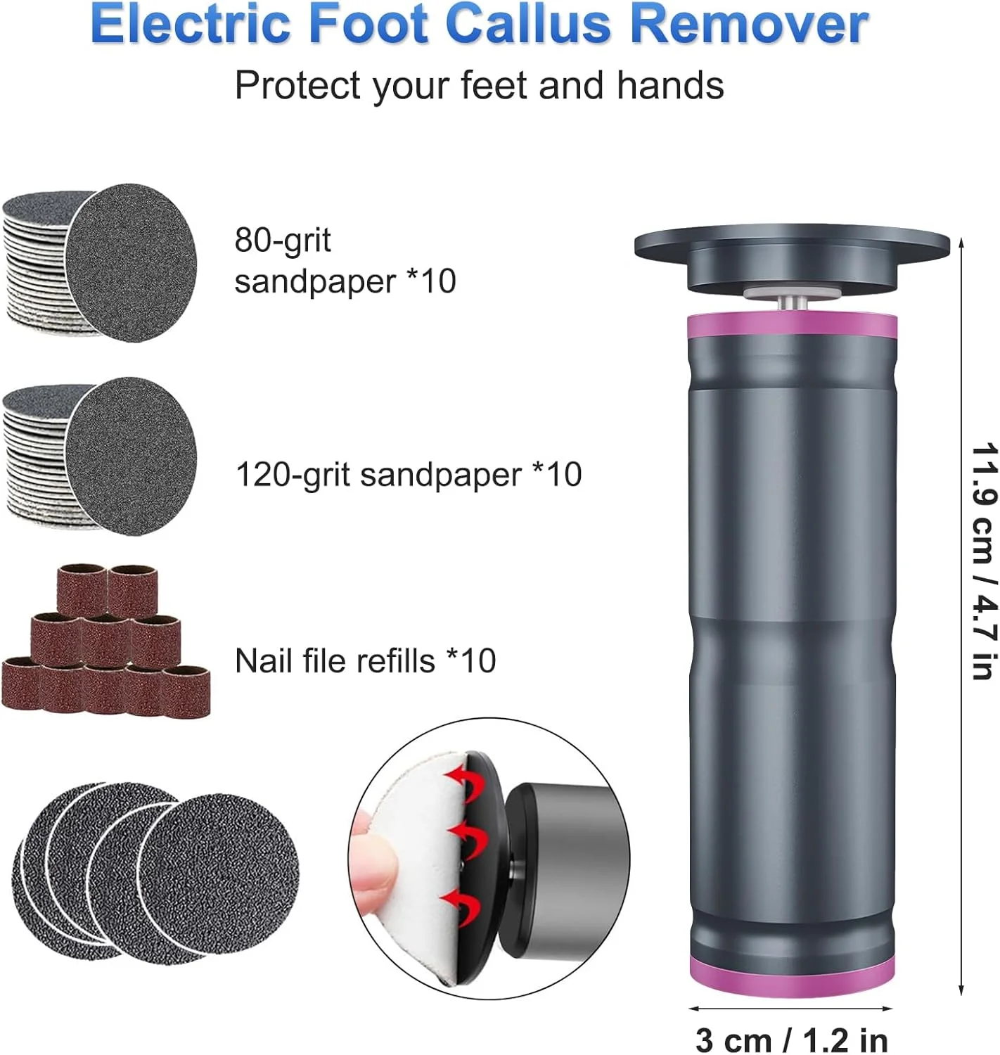 سوهان برقی پینه پا، پلنر پا، 850 دور در دقیقه، کنترل سرعت پیوسته، 30 عدد سری سمباده برقی، شامل تغییر جهت چرخش برای مراقبت حرفه ای از پا در خانه، خاکستری سوهان برقی پینه پا، پلنر پا، 850 دور در دقیقه، کنترل سرعت پیوسته، 30 عدد سری سمباده برقی، شامل تغییر جهت چرخش برای مراقبت حرفه ای از پا در خانه، خاکستری