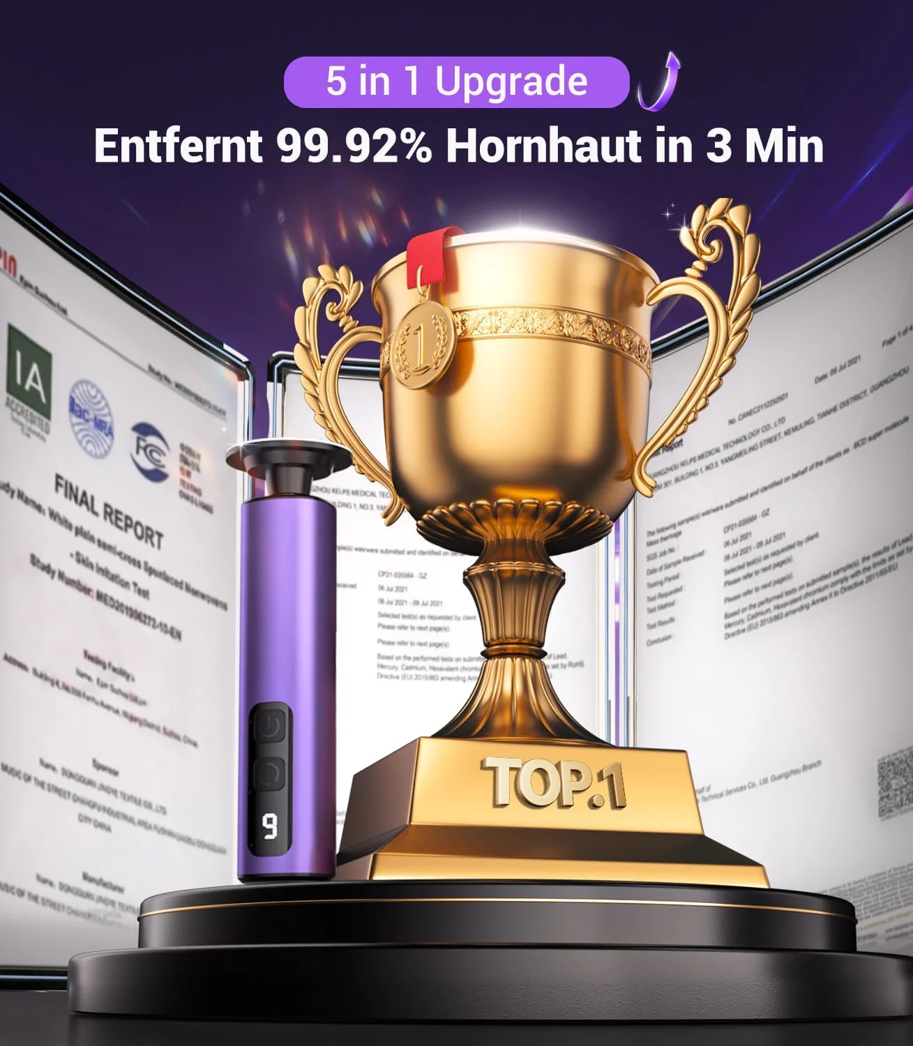 سوهان برقی پدیکور 5 در 1، از بین برنده 99.92% پینه در 3 دقیقه، سوهان برقی پا، فناوری حسگر پا، مناسب برای پوست های ترک خورده و سخت (بنفش) سوهان برقی پدیکور 5 در 1، از بین برنده 99.92% پینه در 3 دقیقه، سوهان برقی پا، فناوری حسگر پا، مناسب برای پوست های ترک خورده و سخت (بنفش)