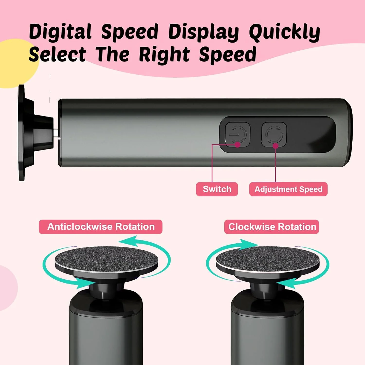 سوهان برقی پدیکور و سوهان ناخن Dolcevitae - سوهان برقی پا، 9 سرعت قابل تنظیم، باتری قابل شارژ 1800mAh، بدنه آلومینیومی قابل حمل با شارژ Type-C برای خانه و مسافرت (مشکی) سوهان برقی پدیکور و سوهان ناخن Dolcevitae - سوهان برقی پا، 9 سرعت قابل تنظیم، باتری قابل شارژ 1800mAh، بدنه آلومینیومی قابل حمل با شارژ Type-C برای خانه و مسافرت (مشکی)