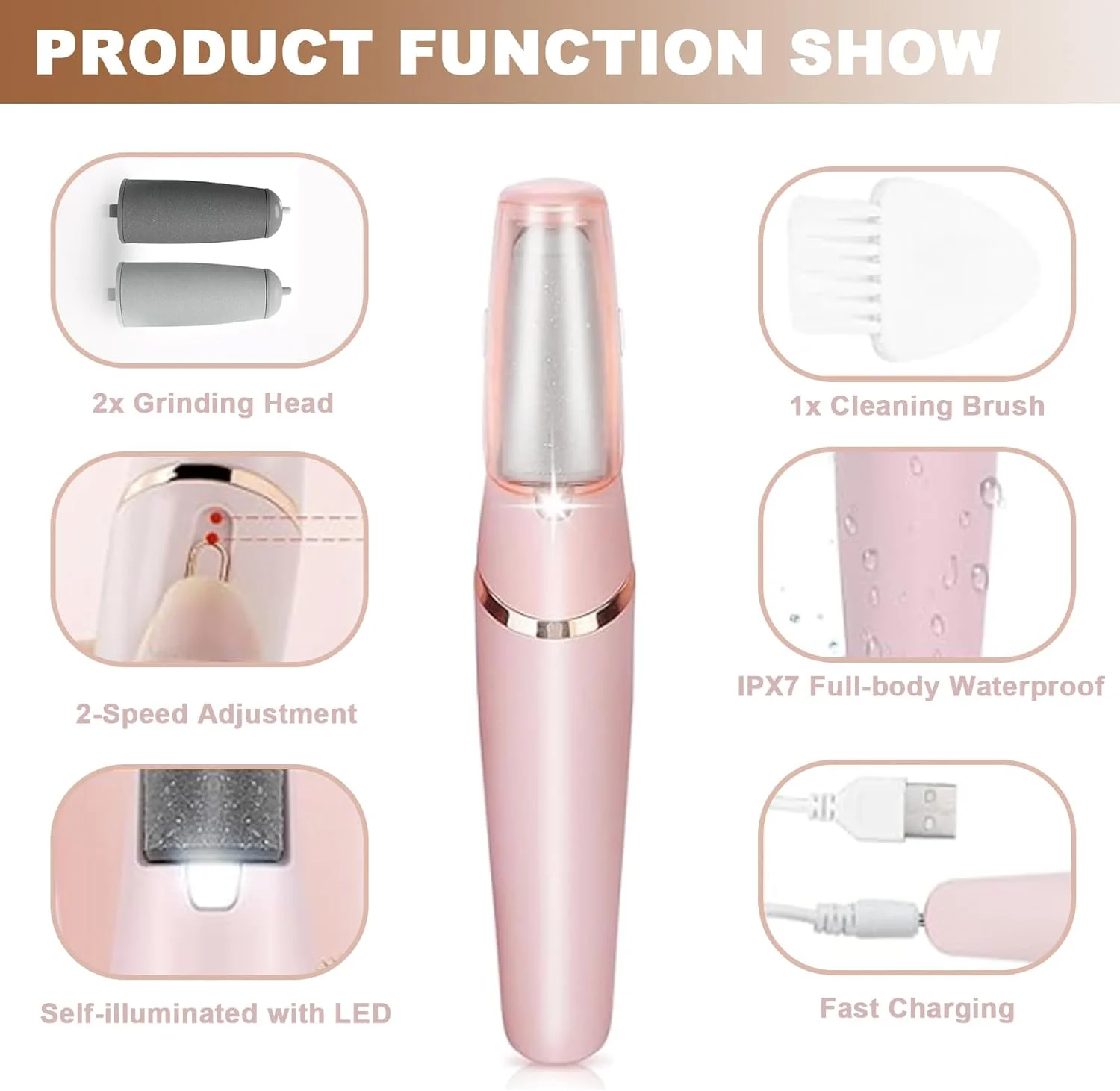 دستگاه پدیکور برقی DNXCDM، سوهان پدیکور شارژی برای از بین بردن پینه پا، بهترین ابزار مراقبت از پا