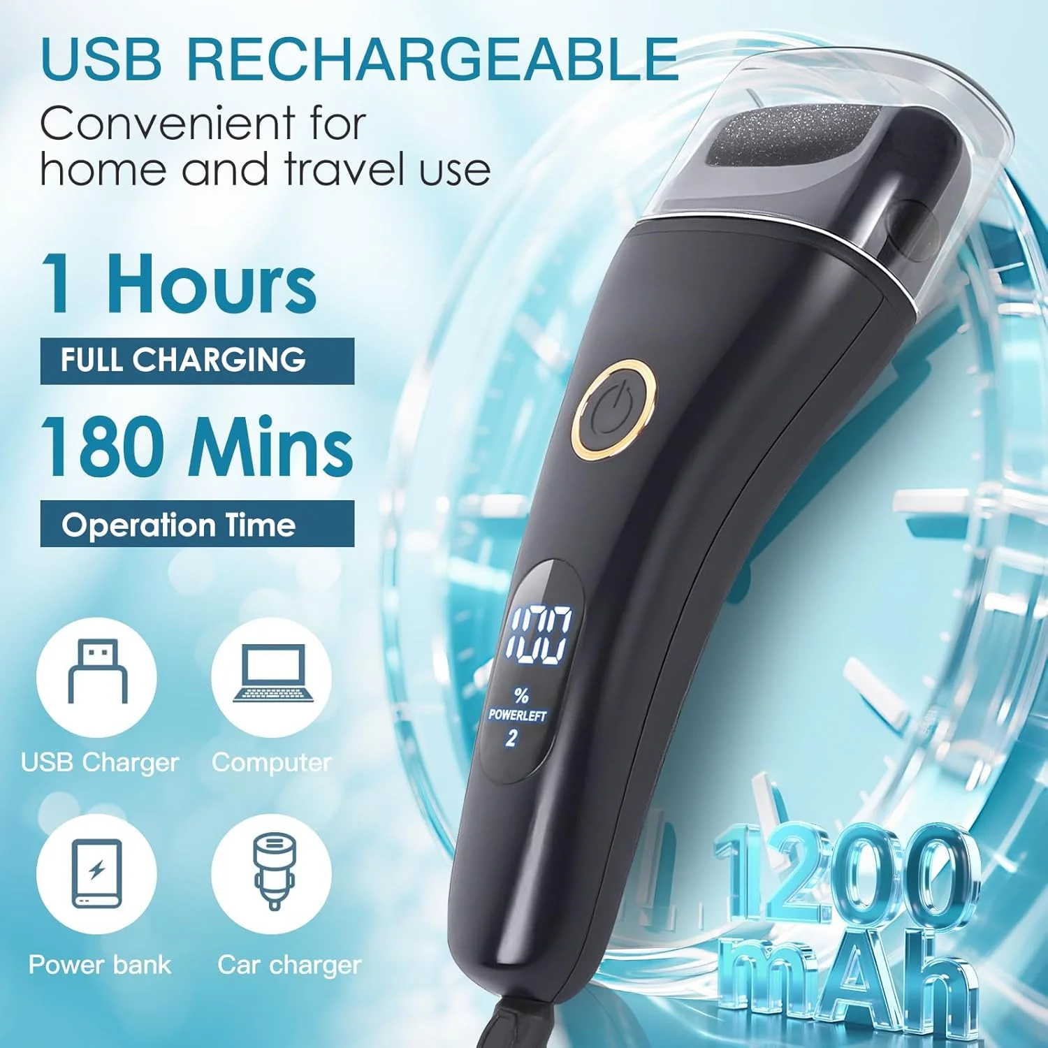 سوهان برقی پا از بین برنده پینه پا - 9 عدد سری سنگ زنی بزرگتر و 3 سرعته، کیت پدیکور اسکرابر پا از بین برنده پوست مرده، کیت مراقبت از پا ابزار پدیکور برای پوست مرده پینه پوست سخت ترک های خشک