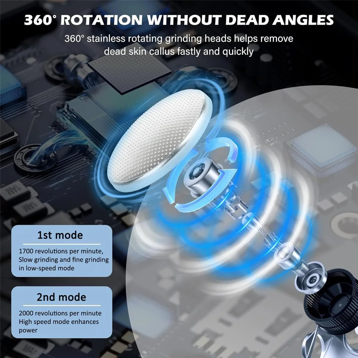 مینی سنگ پای برقی قابل حمل، سوهان پدیکور برقی شارژی USB با 2 سری سنگ زنی، فایل پدیکور الکترونیکی دو سرعته برای ترمیم پاشنه پا، ابزار مراقبت از پوست های مرده، سفت و خشک ترک خورده