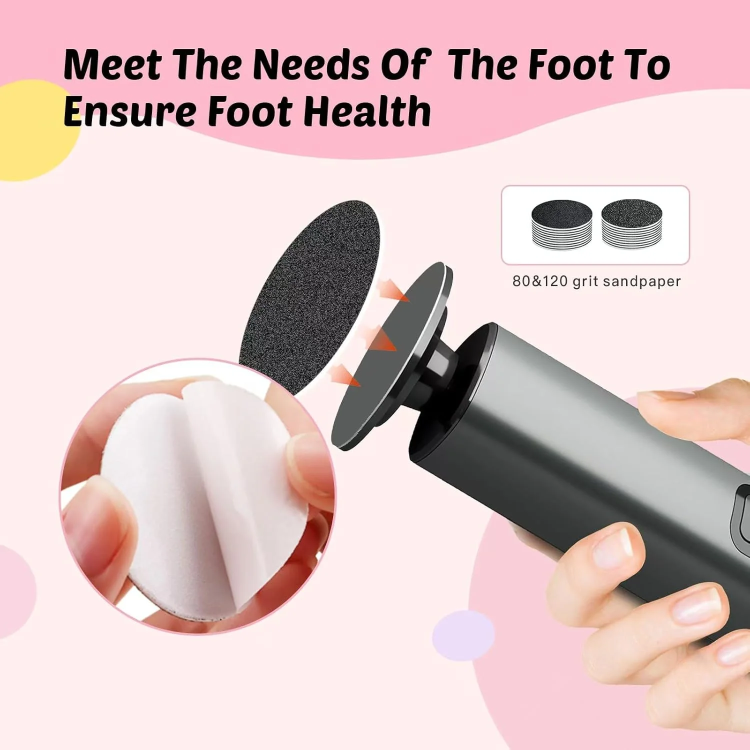 سوهان برقی پدیکور پا Dolcevitae - دارای 9 سرعت با دیسک سنگ زنی کریستال شیشه ای و جعبه نگهداری، 20 عدد کاغذ سنباده 80/120، 10 سری ناخن، شارژ سریع Type-C برای پوست های مرده سوهان برقی پدیکور پا Dolcevitae - دارای 9 سرعت با دیسک سنگ زنی کریستال شیشه ای و جعبه نگهداری، 20 عدد کاغذ سنباده 80/120، 10 سری ناخن، شارژ سریع Type-C برای پوست های مرده