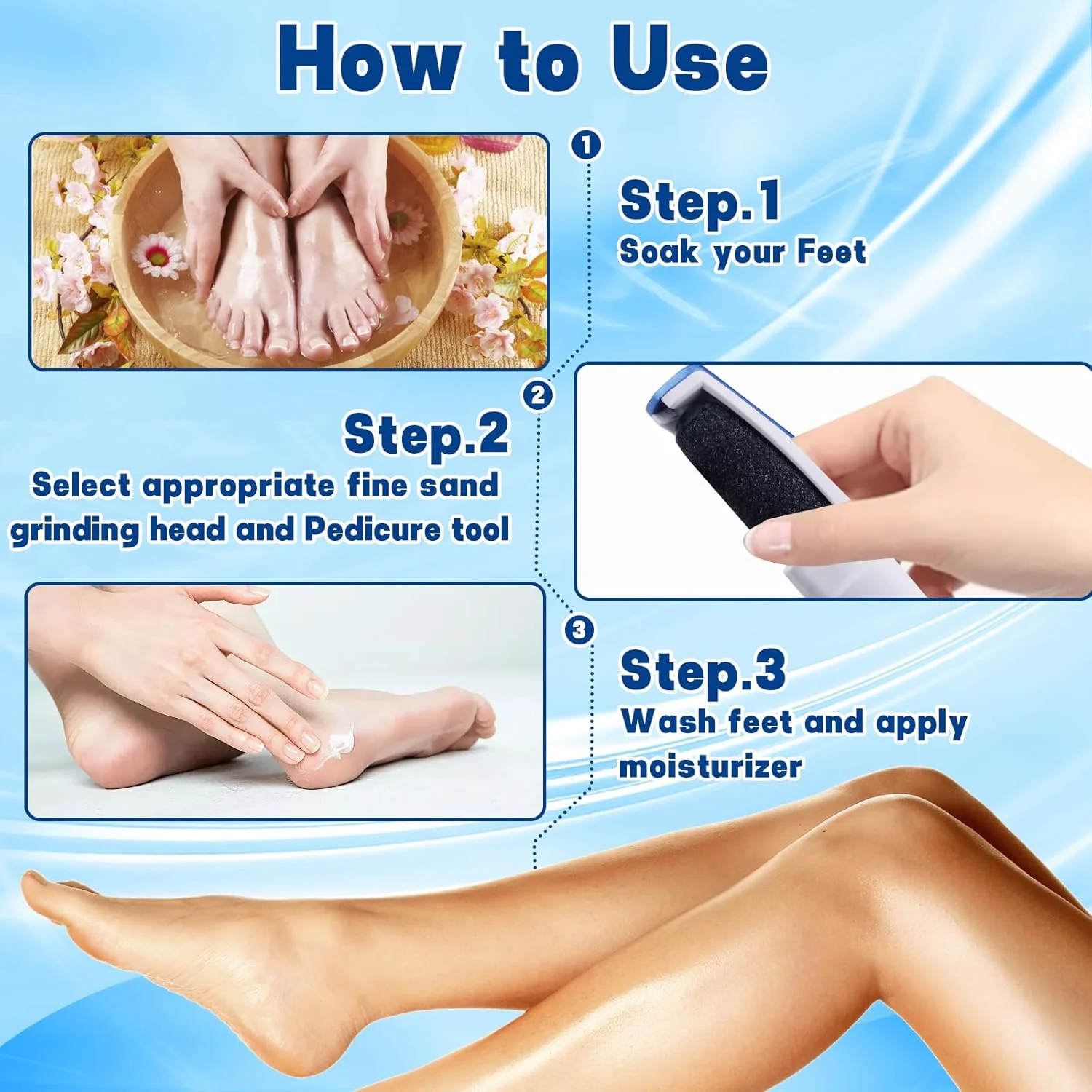 سوهان برقی پینه پا دندین، سوهان برقی پا، ست پدیکور، مراقبت برقی پا، از بین بردن پینه پا، از بین بردن برقی پینه پا، برای پوست های مرده، سخت و ترک خورده