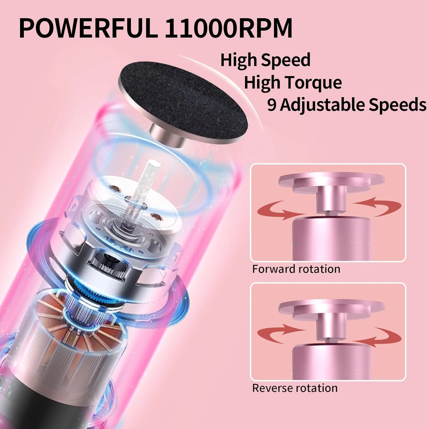 سوهان برقی پینه پا DAQVQ، سوهان برقی 2 در 1 پا/سوهان ناخن، سوهان پای حرفه ای بی سیم با صفحه نمایش دیجیتال، 9 سرعت قابل تنظیم، کیت سوهان پدیکور F/R و نمایشگر باتری - صورتی فلش سوهان برقی پینه پا DAQVQ، سوهان برقی 2 در 1 پا/سوهان ناخن، سوهان پای حرفه ای بی سیم با صفحه نمایش دیجیتال، 9 سرعت قابل تنظیم، کیت سوهان پدیکور F/R و نمایشگر باتری - صورتی فلش