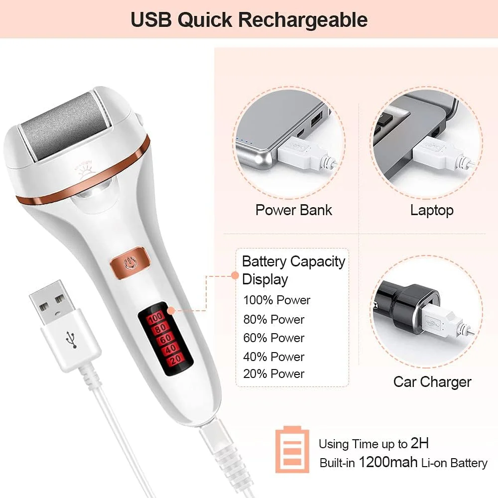 سوهان برقی پا DanByte، کیت ابزار پدیکور شارژی، از بین برنده پینه پا با 3 سری غلتکی، 2 سرعت، نمایشگر برای از بین بردن پاشنه های ترک خورده، پینه ها و پوست سخت سوهان برقی پا DanByte، کیت ابزار پدیکور شارژی، از بین برنده پینه پا با 3 سری غلتکی، 2 سرعت، نمایشگر برای از بین بردن پاشنه های ترک خورده، پینه ها و پوست سخت