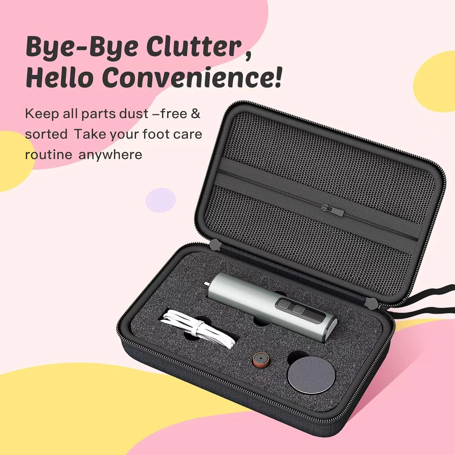 سوهان برقی پدیکور پا Dolcevitae - دارای 9 سرعت با دیسک سنگ زنی کریستال شیشه ای و جعبه نگهداری، 20 عدد کاغذ سنباده 80/120، 10 سری ناخن، شارژ سریع Type-C برای پوست های مرده سوهان برقی پدیکور پا Dolcevitae - دارای 9 سرعت با دیسک سنگ زنی کریستال شیشه ای و جعبه نگهداری، 20 عدد کاغذ سنباده 80/120، 10 سری ناخن، شارژ سریع Type-C برای پوست های مرده