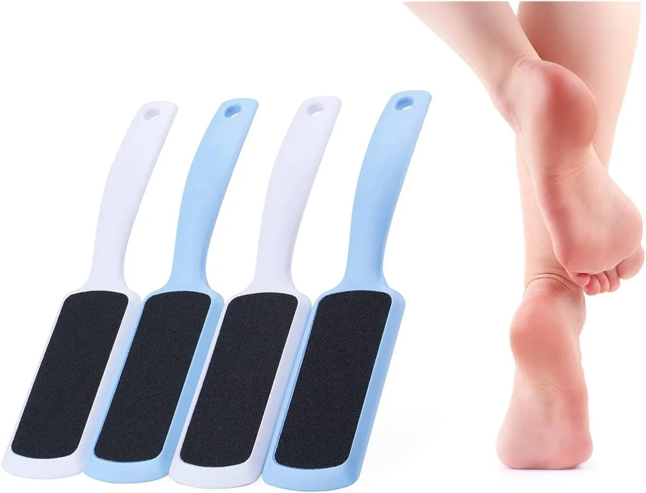 سوهان پدیکور پا DELFINO، از بین برنده پینه، سوهان پای دو طرفه حرفه ای و از بین برنده پینه برای پوست های مرده، قابل استفاده بر روی پاهای خشک و مرطوب (بسته 4 عددی)