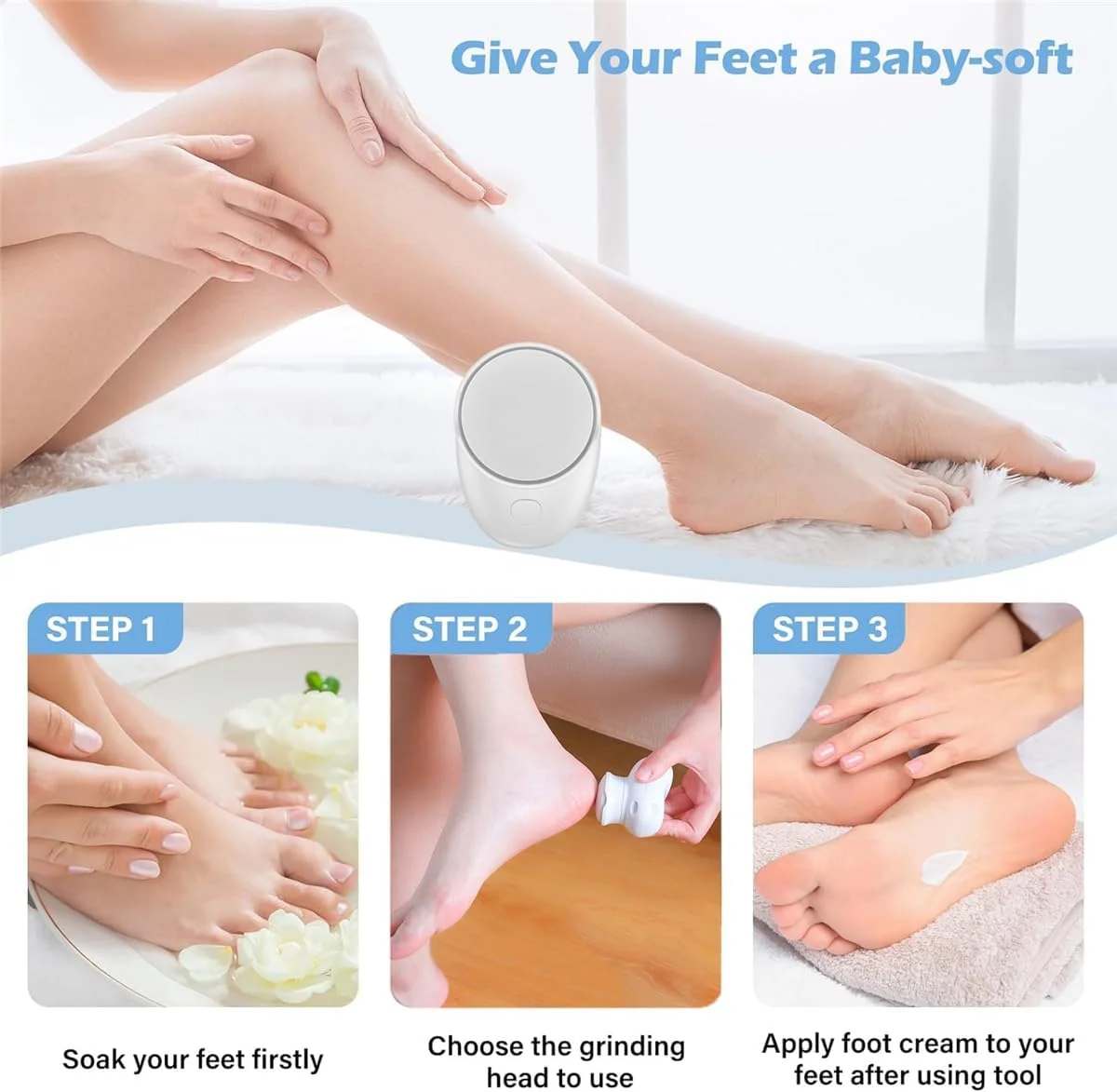 مینی سنگ پای برقی قابل حمل، سوهان پدیکور برقی شارژی USB با 2 سری سنگ زنی، فایل پدیکور الکترونیکی دو سرعته برای ترمیم پاشنه پا، ابزار مراقبت از پوست های مرده، سفت و خشک ترک خورده