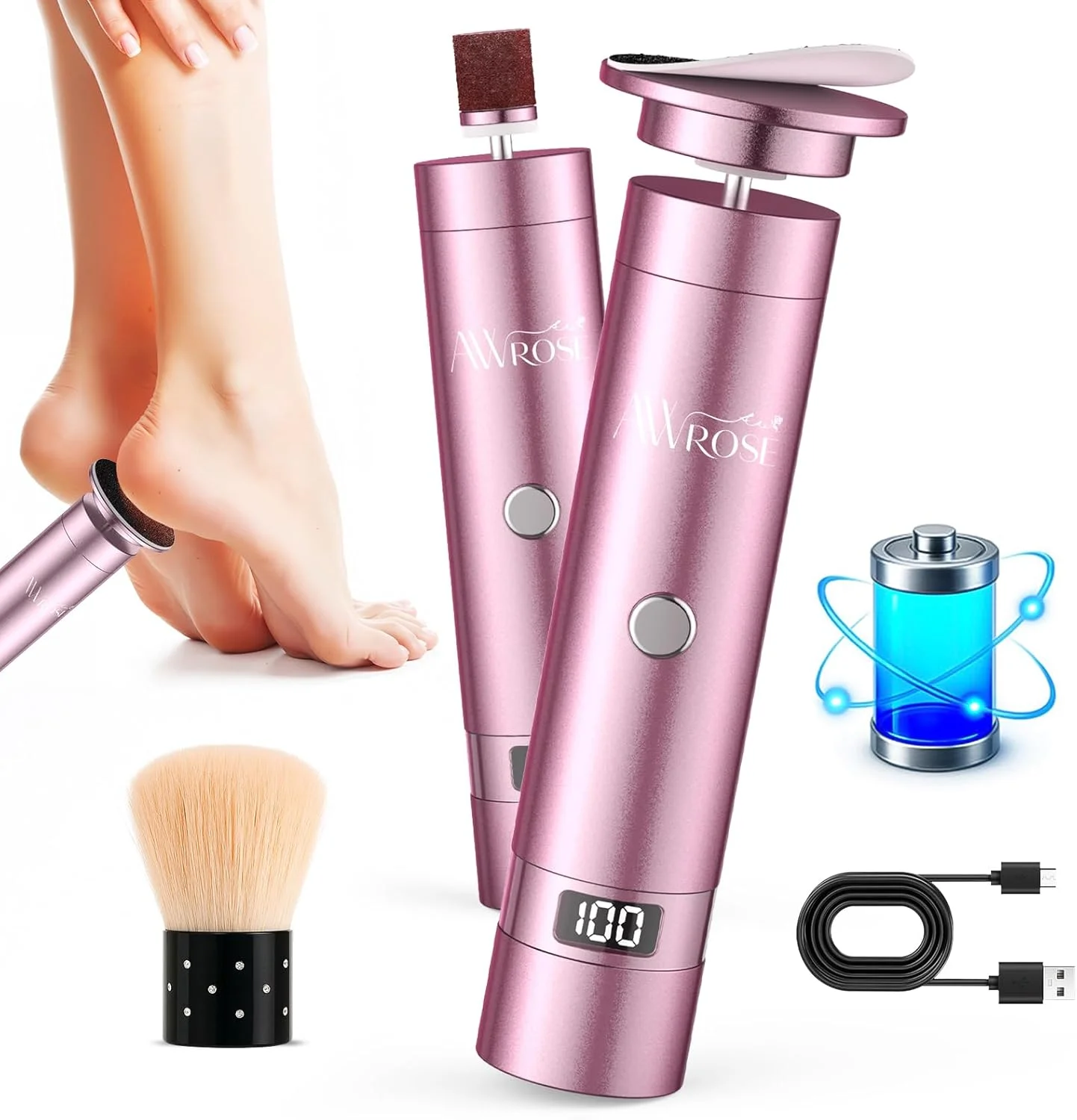 سوهان پدیکور پا آو رز، سوهان برقی بدون سیم پا با باتری قابل شارژ 2600 میلی آمپر ساعتی، سوهان آلومینیومی 6.2 اینچی، ابزار حرفه ای پدیکور برای پوست های مرده/سخت/خشک و پاشنه های ترک خورده سوهان پدیکور پا آو رز، سوهان برقی بدون سیم پا با باتری قابل شارژ 2600 میلی آمپر ساعتی، سوهان آلومینیومی 6.2 اینچی، ابزار حرفه ای پدیکور برای پوست های مرده/سخت/خشک و پاشنه های ترک خورده