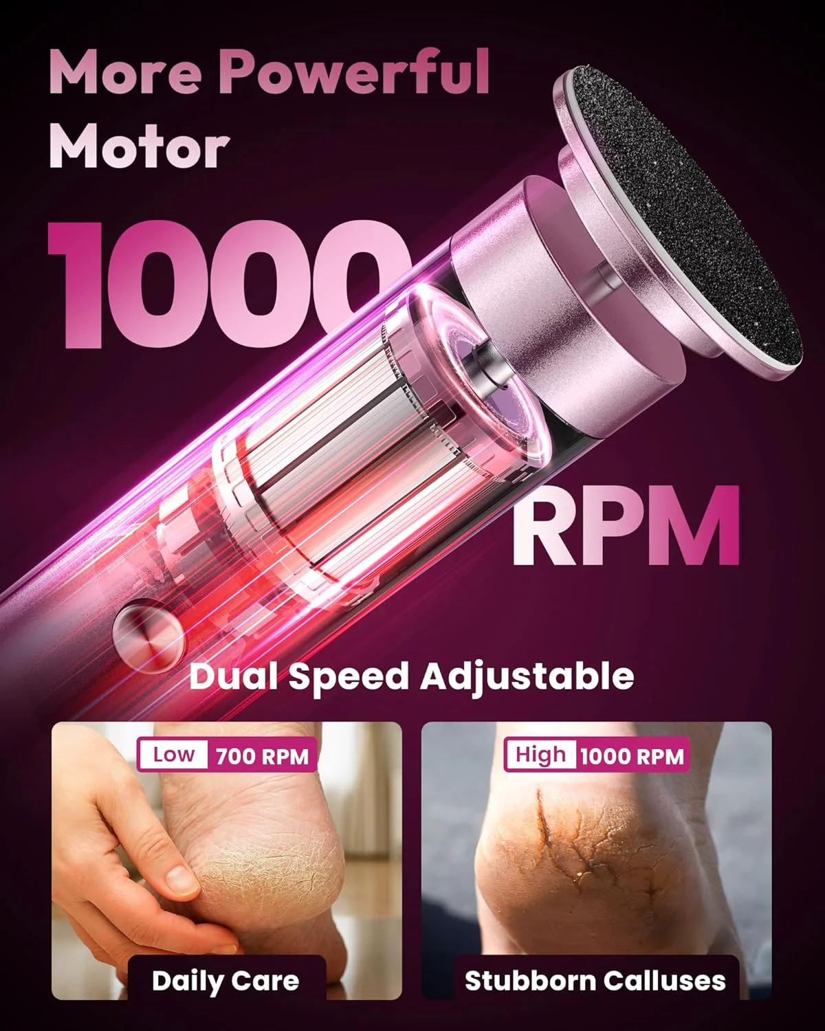 سوهان پدیکور پا آو رز، سوهان برقی بدون سیم پا با باتری قابل شارژ 2600 میلی آمپر ساعتی، سوهان آلومینیومی 6.2 اینچی، ابزار حرفه ای پدیکور برای پوست های مرده/سخت/خشک و پاشنه های ترک خورده سوهان پدیکور پا آو رز، سوهان برقی بدون سیم پا با باتری قابل شارژ 2600 میلی آمپر ساعتی، سوهان آلومینیومی 6.2 اینچی، ابزار حرفه ای پدیکور برای پوست های مرده/سخت/خشک و پاشنه های ترک خورده