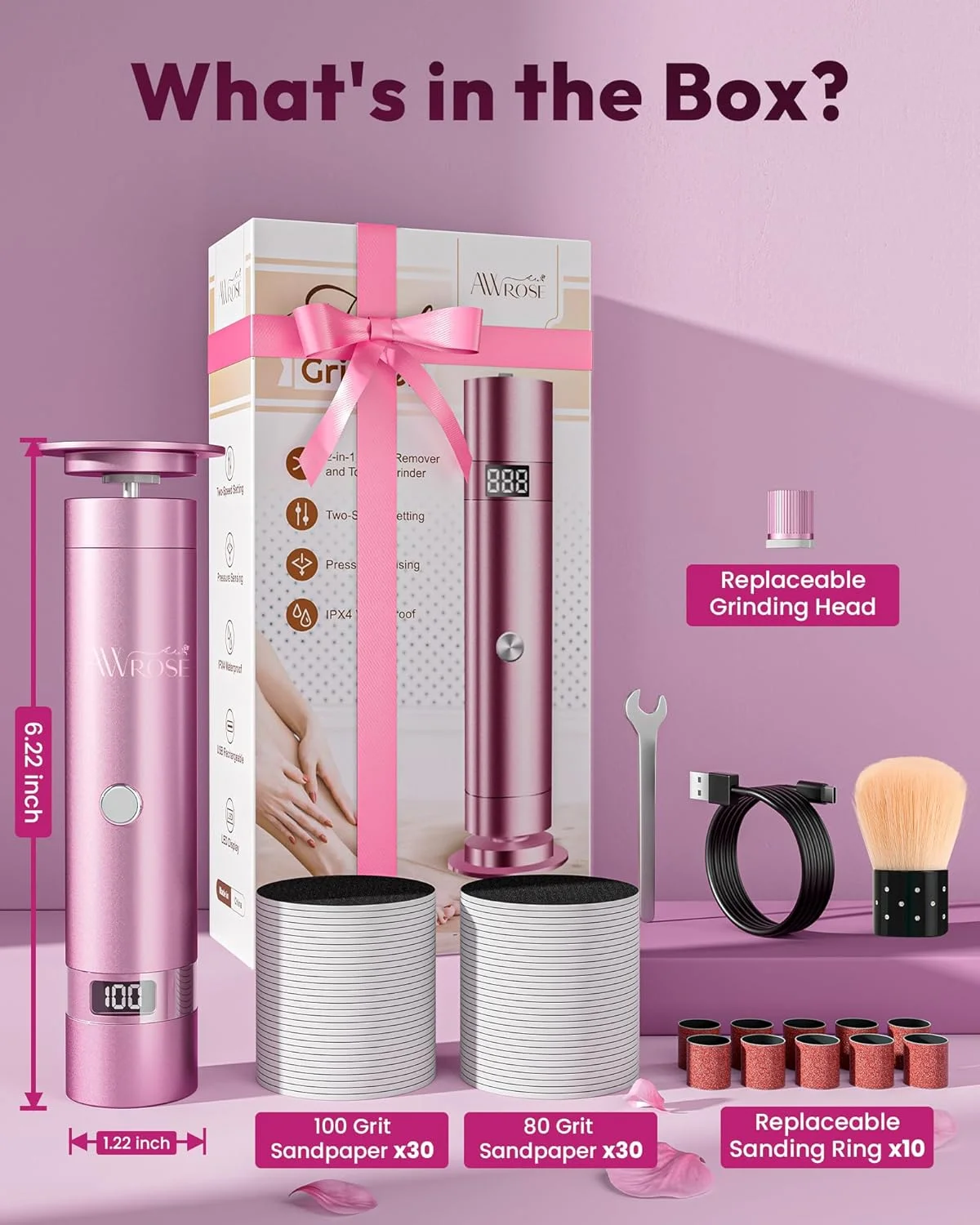 سوهان پدیکور پا آو رز، سوهان برقی بدون سیم پا با باتری قابل شارژ 2600 میلی آمپر ساعتی، سوهان آلومینیومی 6.2 اینچی، ابزار حرفه ای پدیکور برای پوست های مرده/سخت/خشک و پاشنه های ترک خورده سوهان پدیکور پا آو رز، سوهان برقی بدون سیم پا با باتری قابل شارژ 2600 میلی آمپر ساعتی، سوهان آلومینیومی 6.2 اینچی، ابزار حرفه ای پدیکور برای پوست های مرده/سخت/خشک و پاشنه های ترک خورده